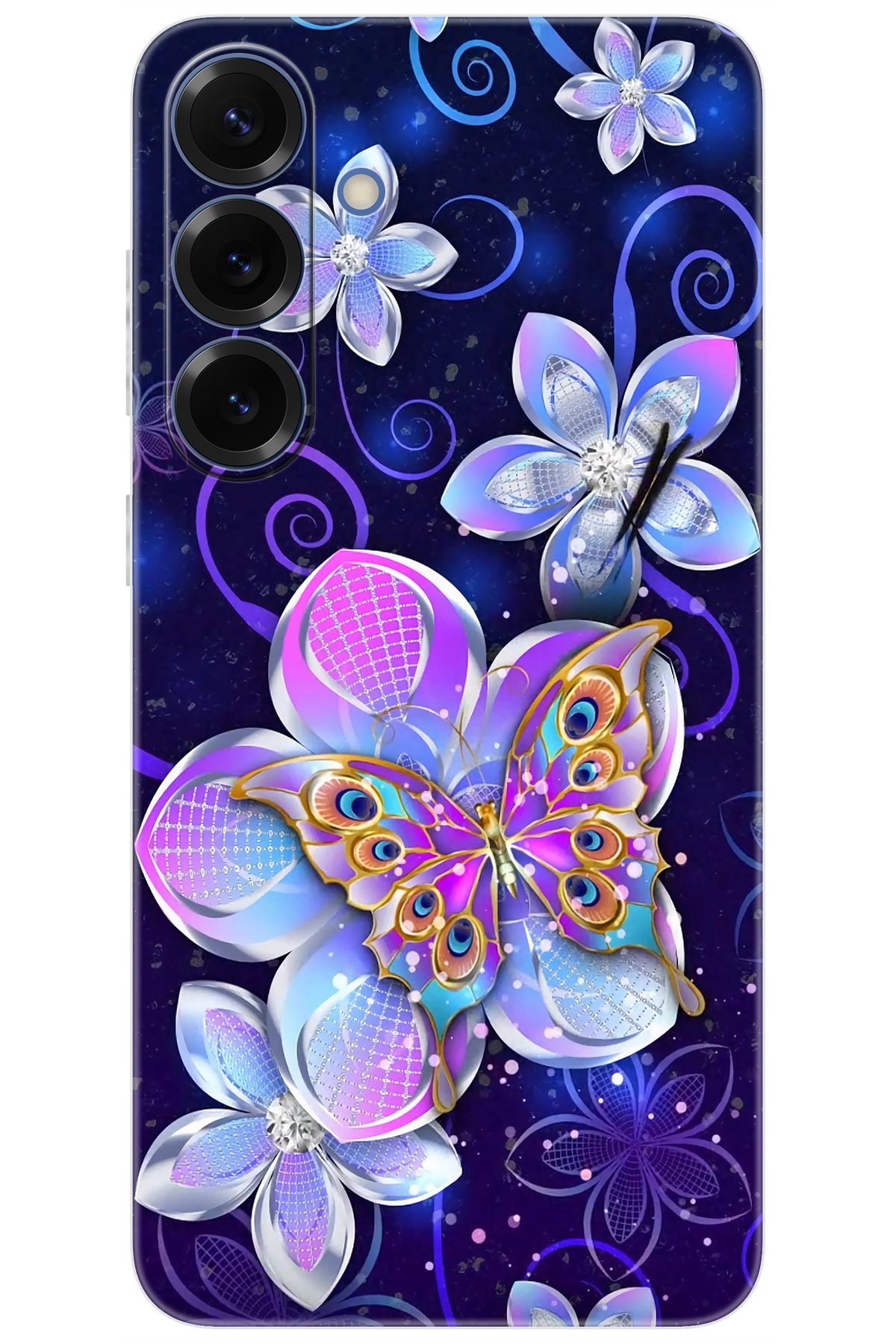 Ceppare Samsung Galaxy S25 PLUS (SM-S936B) Uyumlu Kılıf Desen Silikon Kelebek ve Çiçekler STK:718 CP-sME8ecL