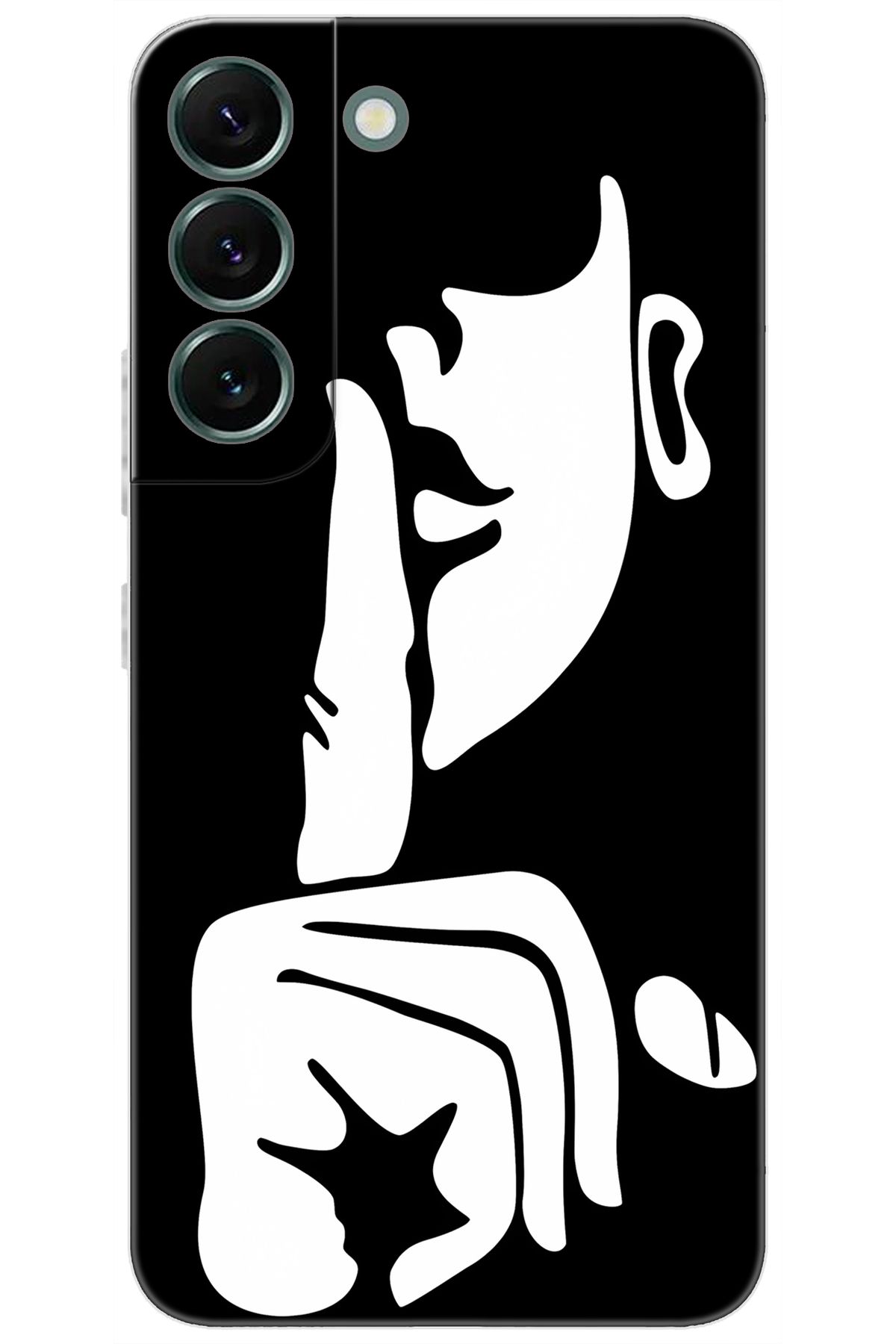 Ceppare Samsung Galaxy S22 PLUS (SM-S906E) Uyumlu Kılıf Silikon Siyah Beyaz Sessizlik STK:653 CP-ArFI1sN
