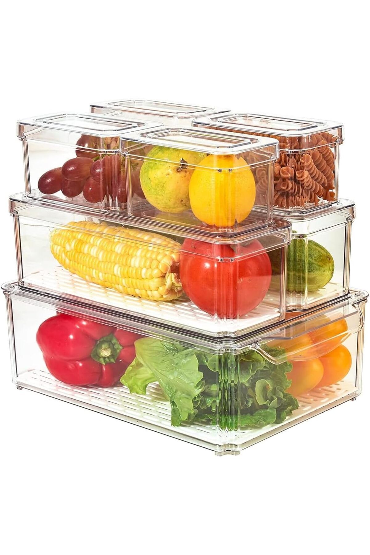 Generic-ABIN 7 Piecs Stackable Refrigerator Organizer Bins with Lids, Fridge Organization and Storage Conta 1