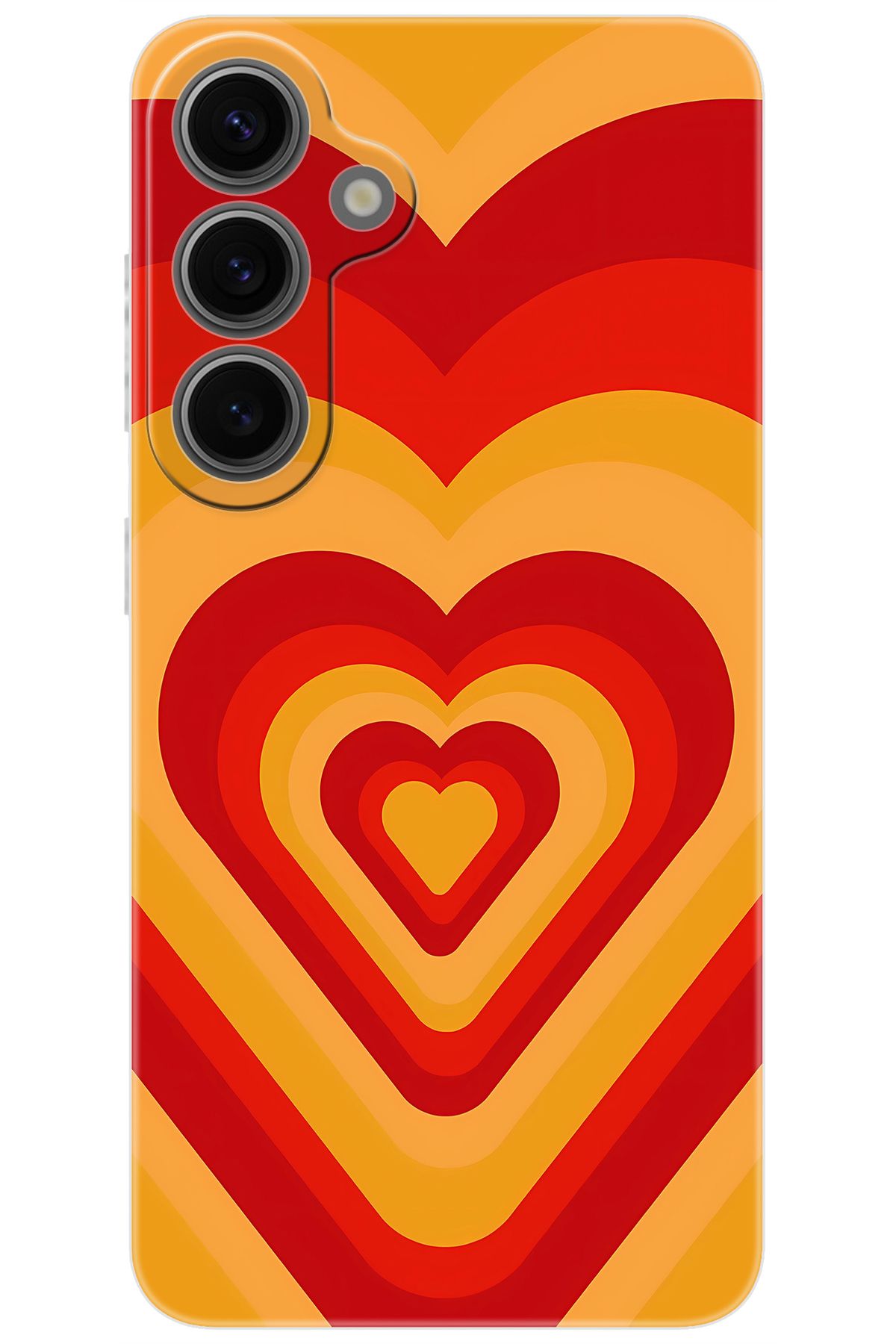 Ceppare Samsung Galaxy S24 PLUS (SM-S926B) Uyumlu Kılıf Silikon Sarı Kırmızı Kalpler STK:1009 CP-oFstEcw