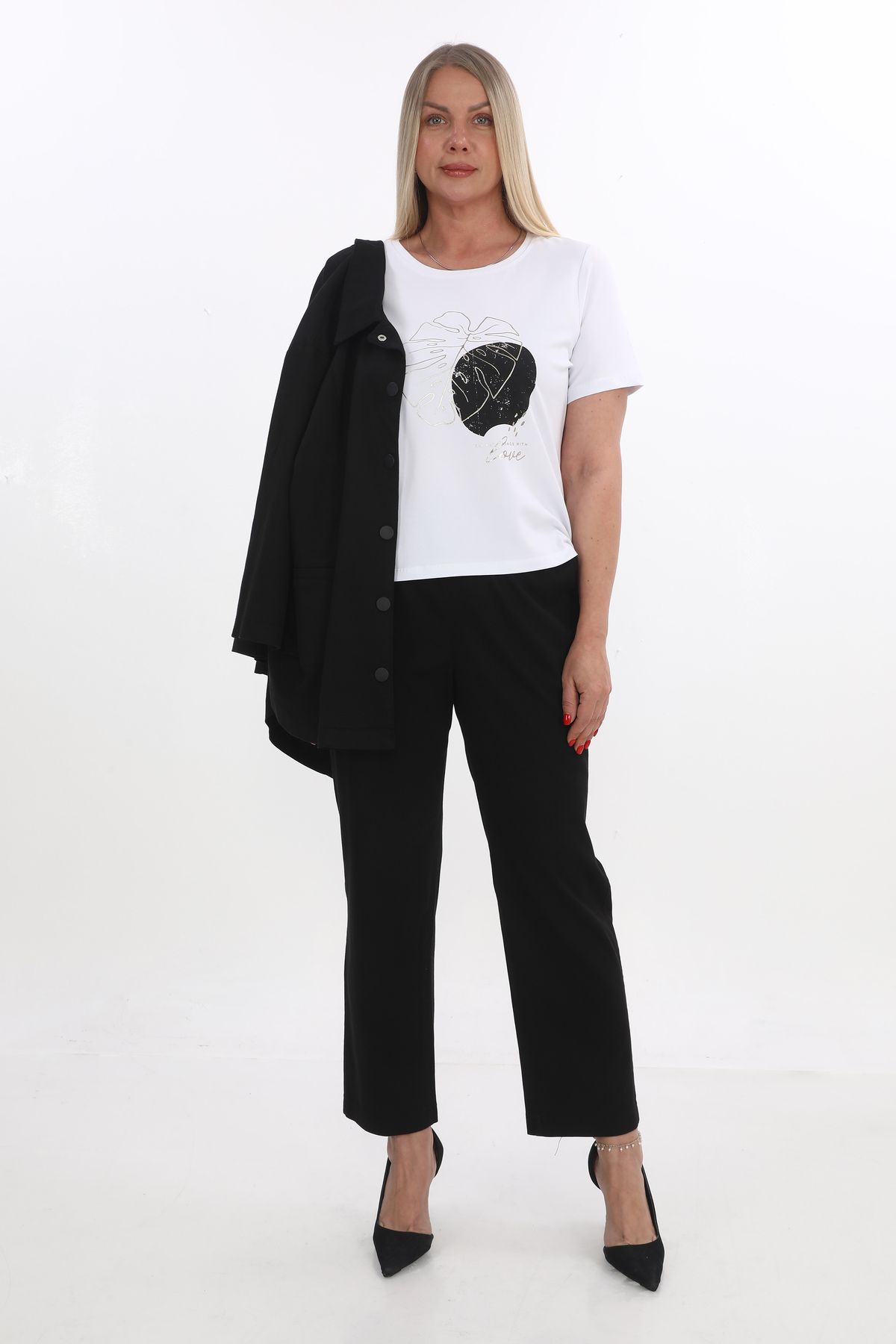 EXİTLİNE Kadın Üçlü Takım Ceket Pantolon Tshirt