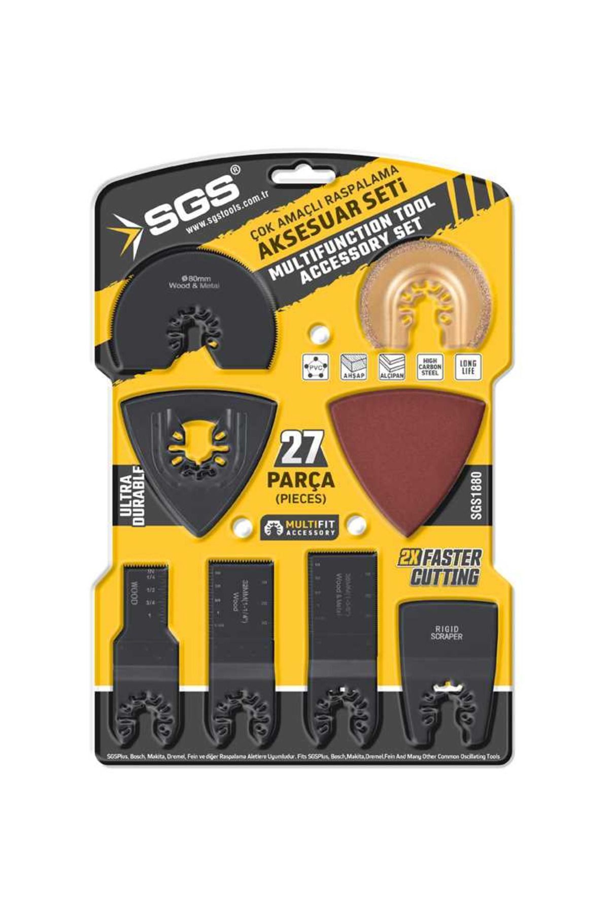 İBTAŞ Sgs1880 - 27 Parça Multi Tools Çok Amaçlı Raspalama Aksesuar Zımpara Kesici Aparat Uç Seti