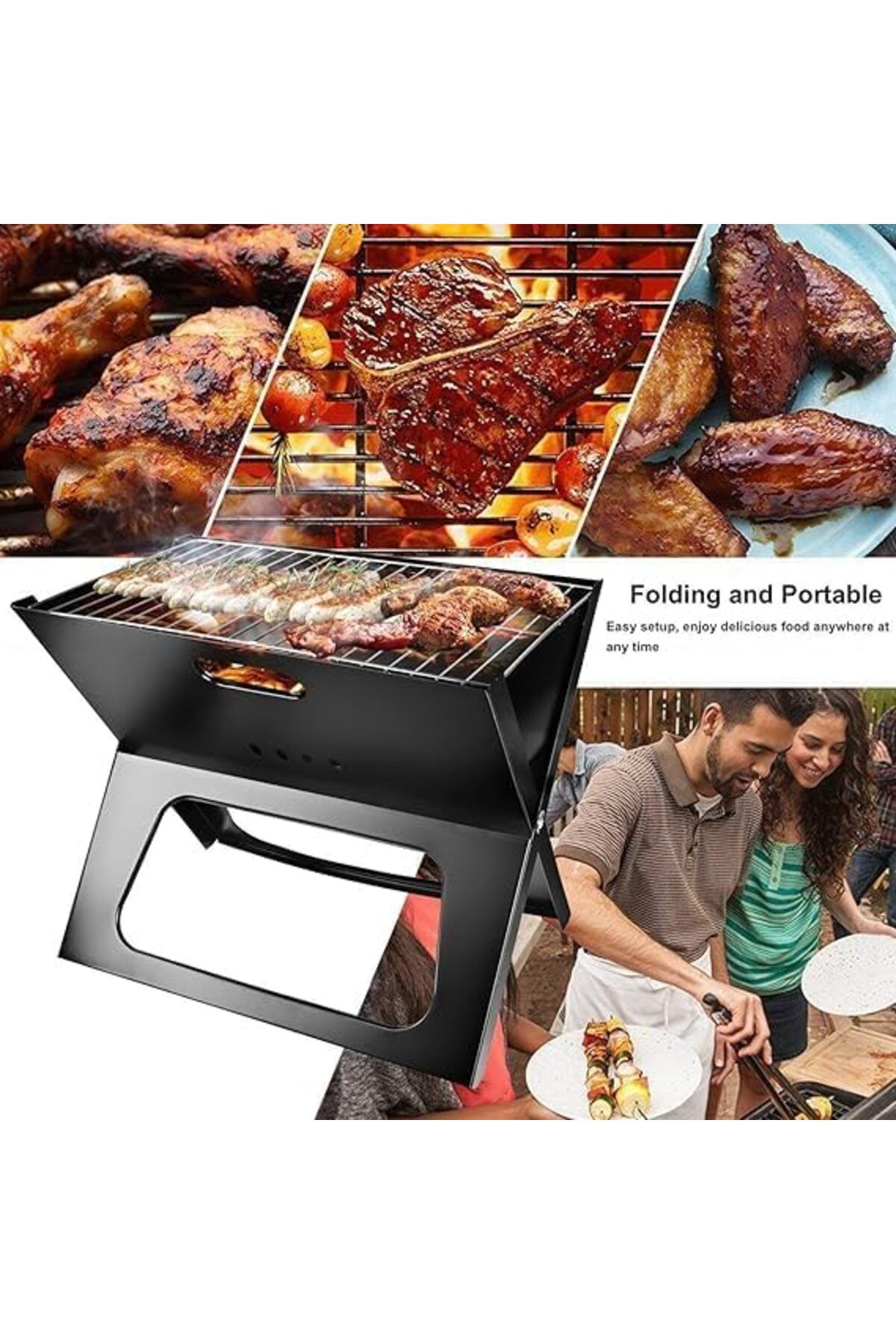 Other-Portable Instant Foldable Charcoal Grill - Durable, Space-Saving, Foldable Design for Outdoor Use. 7