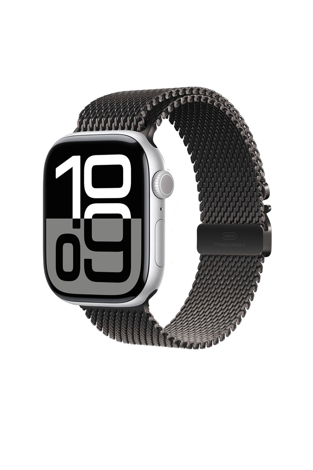HTstore Watch 10 46mm Zore KRD-100 Titanyum Hasır Kordon-Siyah-titanyum