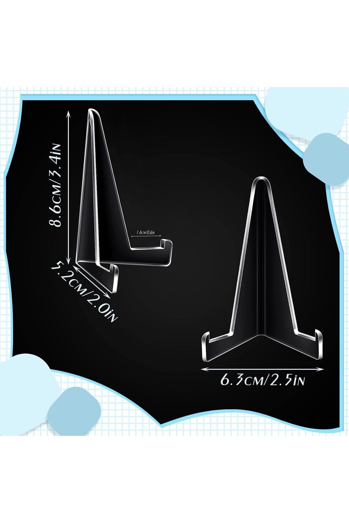 Generic-KASTWAVE 20 Pack Clear Triangle Acrylic Easel Stands for Display, Mini Picture Frame Plate Holders, 7