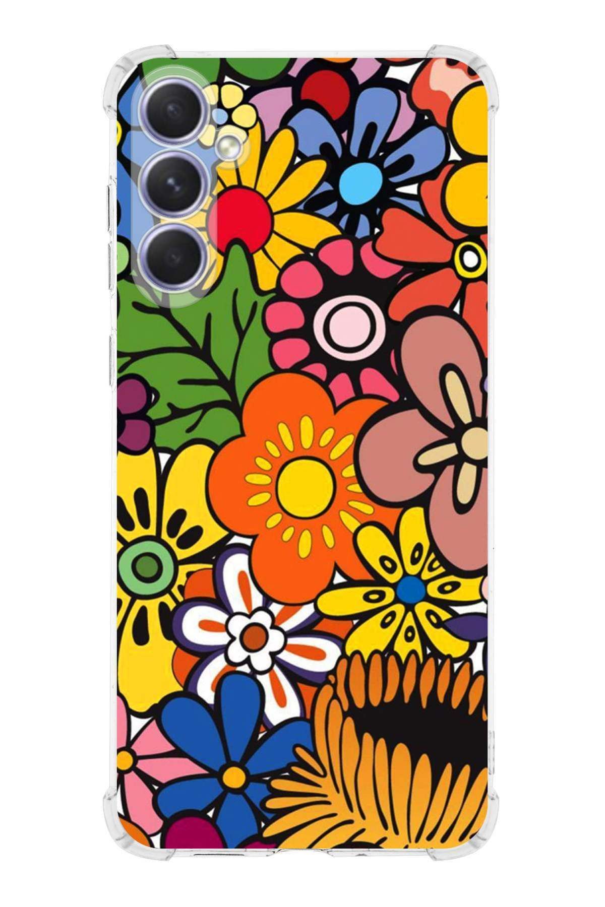 PrintiFy Samsung Galaxy A16 Ile Uyumlu Retro Color 2 Baskılı Şeffaf Köşe Korumalı Antişok Kılıf