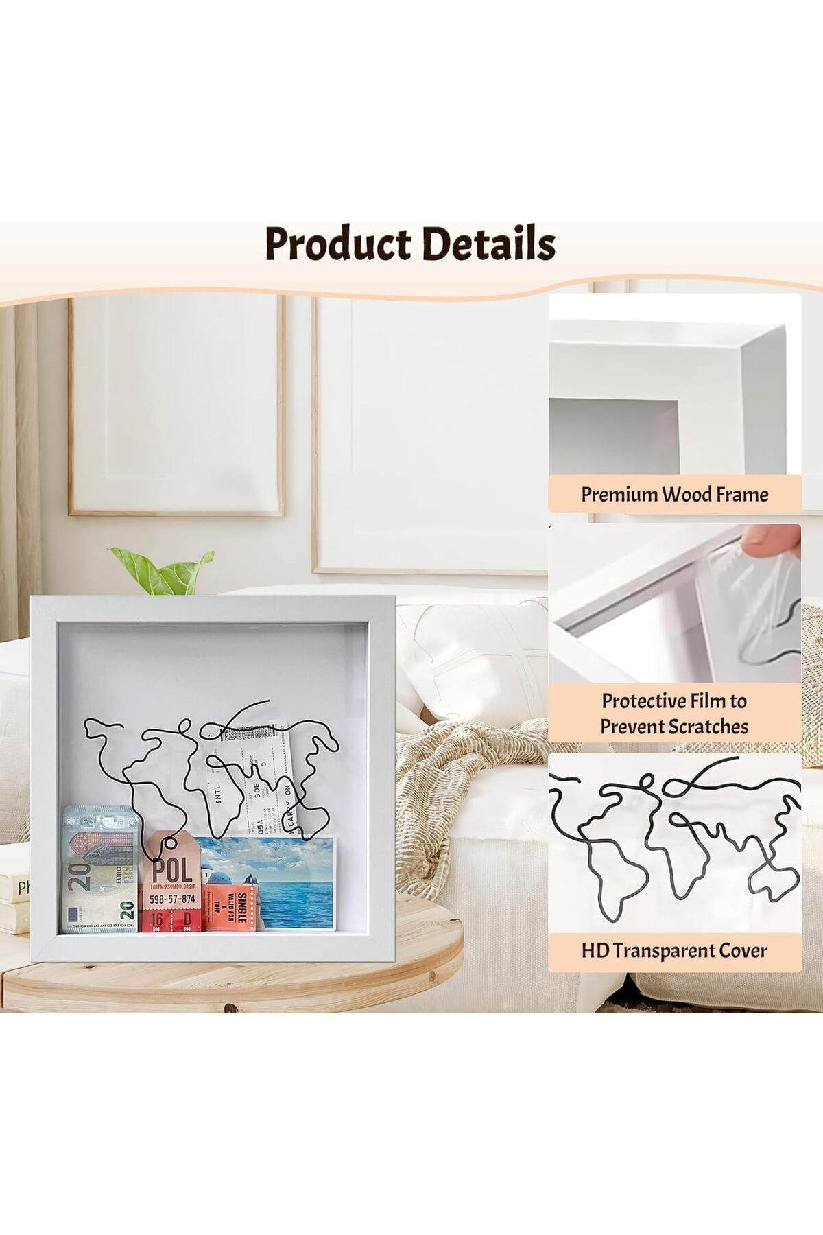 Generic-Adventure Archive Box, Travel Box for Memories, Loading Shadow Box Frame with HD Acrylic, 12 Inch T 5