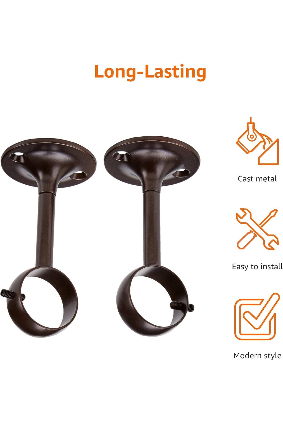 Generic-Amazon Basics Curtain Rod Ceiling-Mount Bracket, Set of 2, Dark Bronze (Espresso) 3