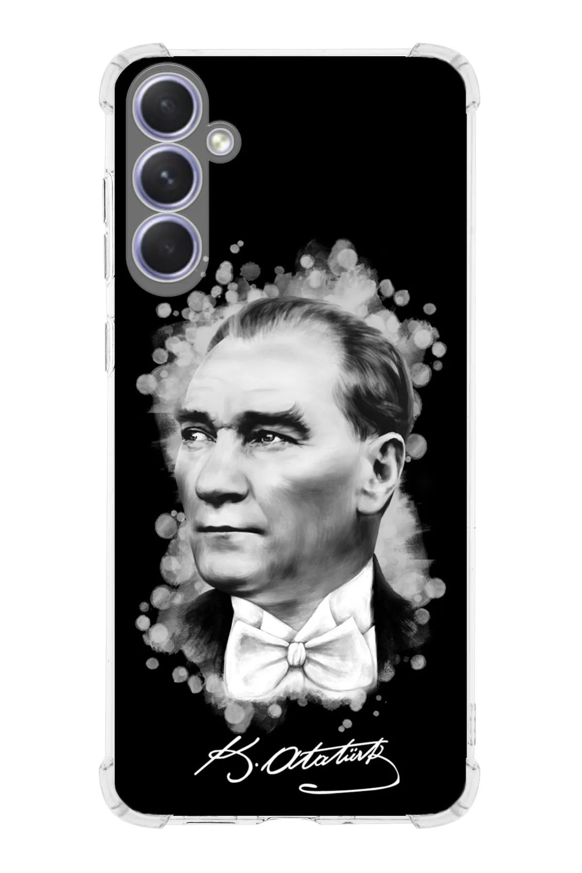 PrintiFy PrinriFy Samsung Galaxy A16 ile Uyumlu Atatürk Baskılı Şeffaf Köşe Korumalı Antişok Kılıf