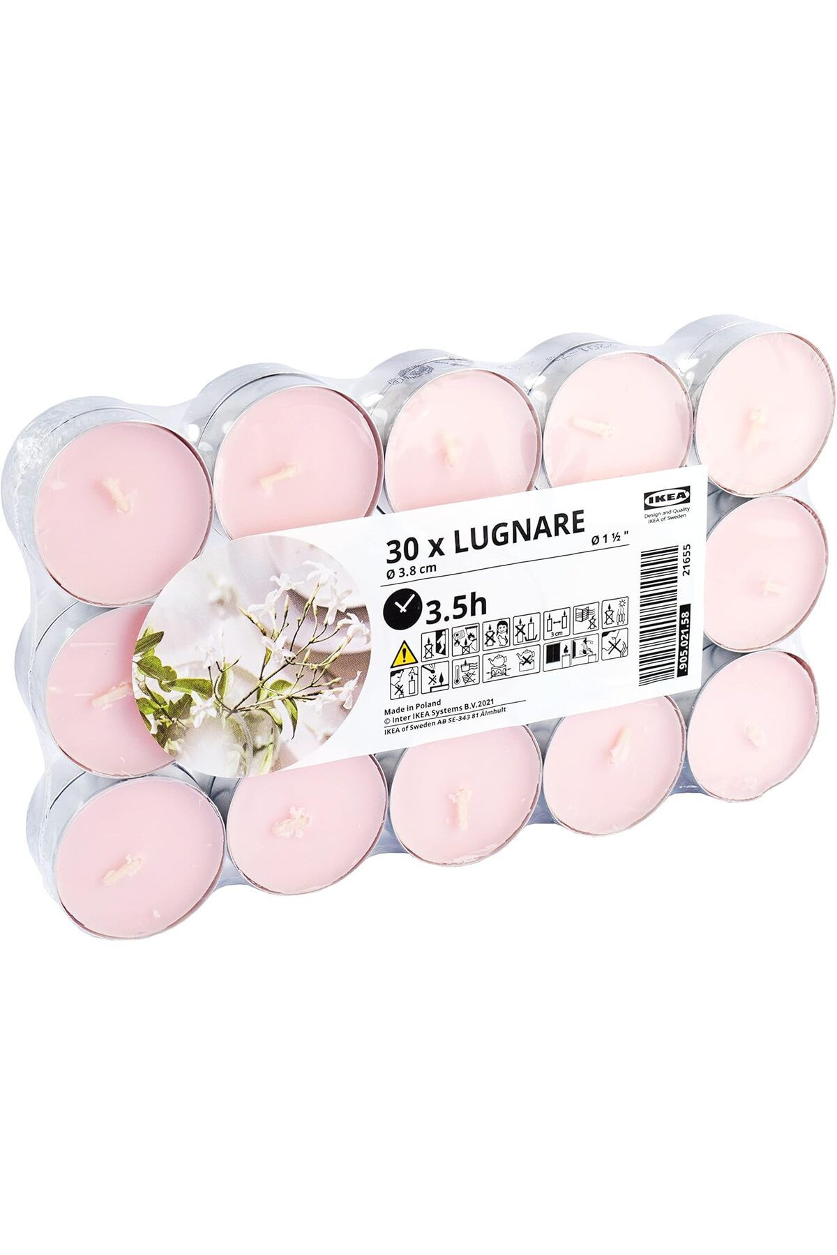 Generic-Ikea LUGNARE Jasmine/Pear/Ginger/Lily Scented Tealight Candles, Light Pink, 3.5 Hours - Set of 120 2