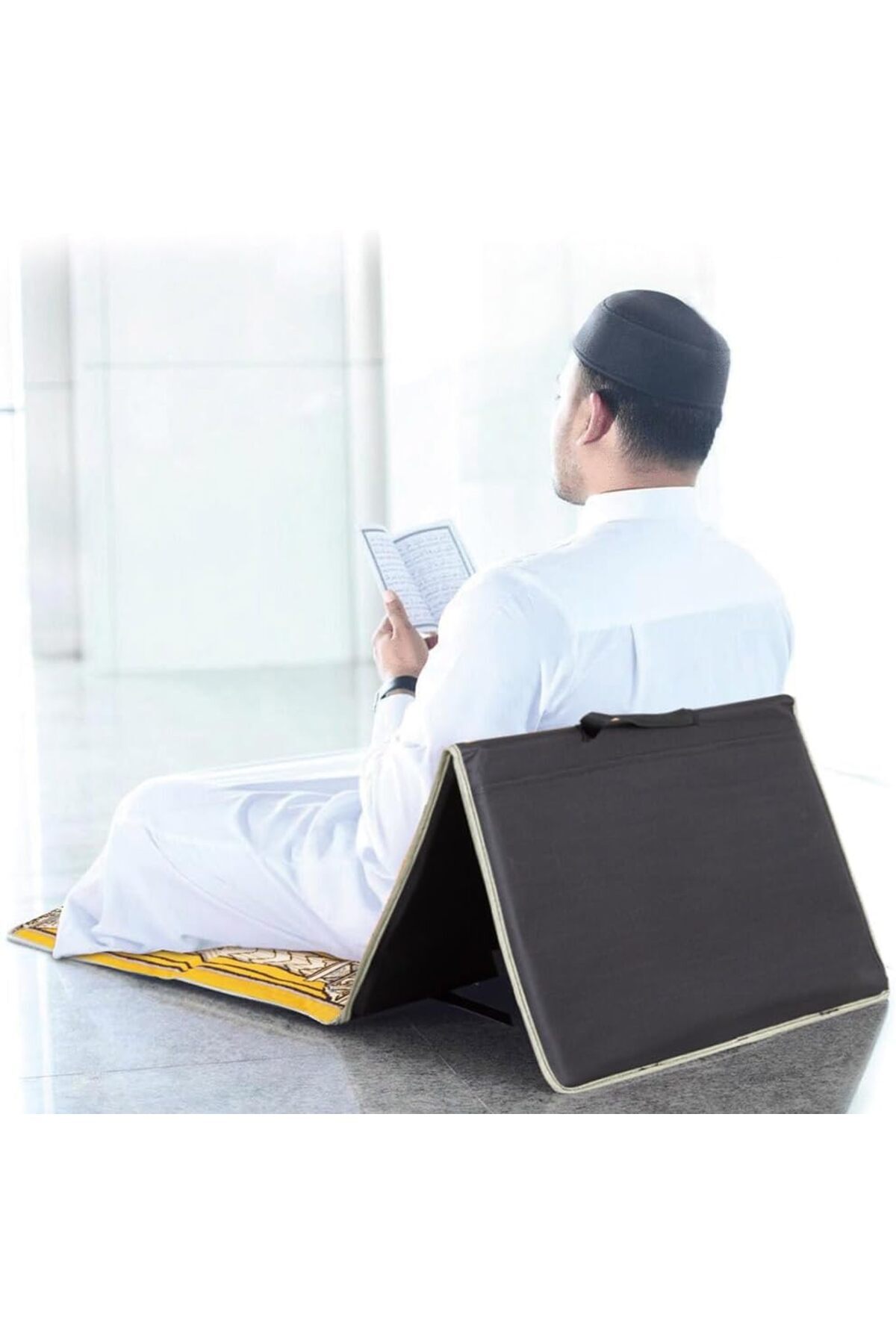 سجادة صلاة السنيدي مع كرسي سفر أصفر مقاس 110 * 55 * 34 سم 6932111314797