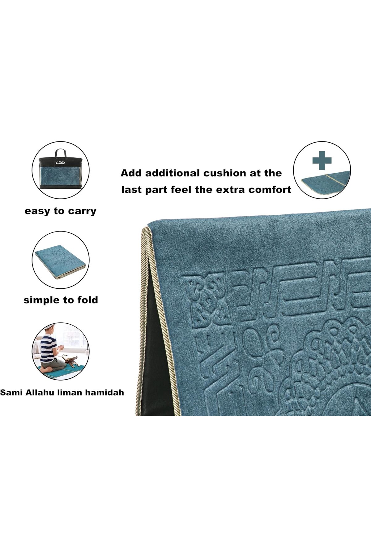 سجادة صلاة مع مسند ظهر / كرسي أرضي للتأمل قابل للطي وجيب للحمل (واحة)