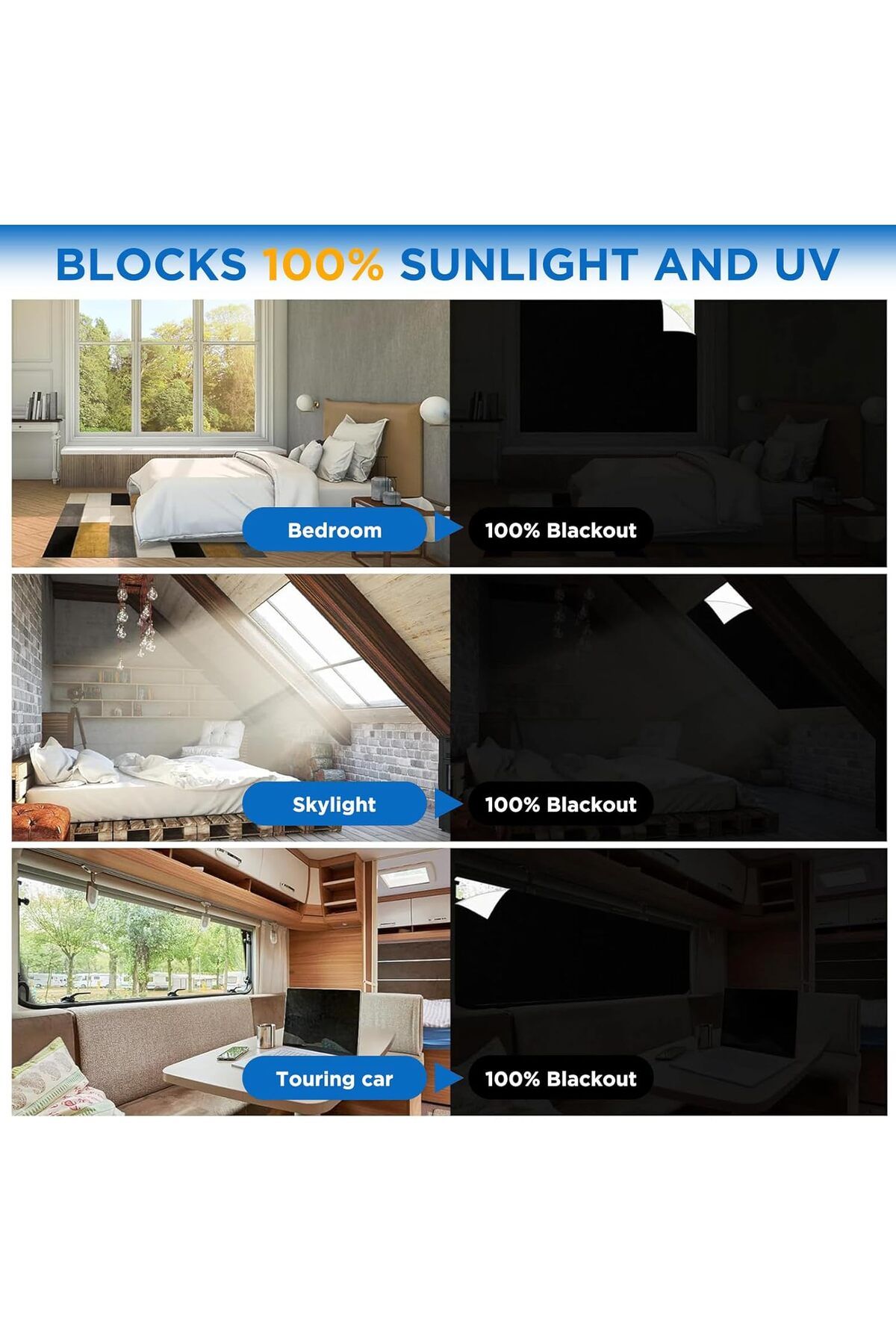 Generic-perforlld Blackout Blind(400X145cm), Portable DIY Window Blinds No Drill Easy Stick On Window, Blac 4