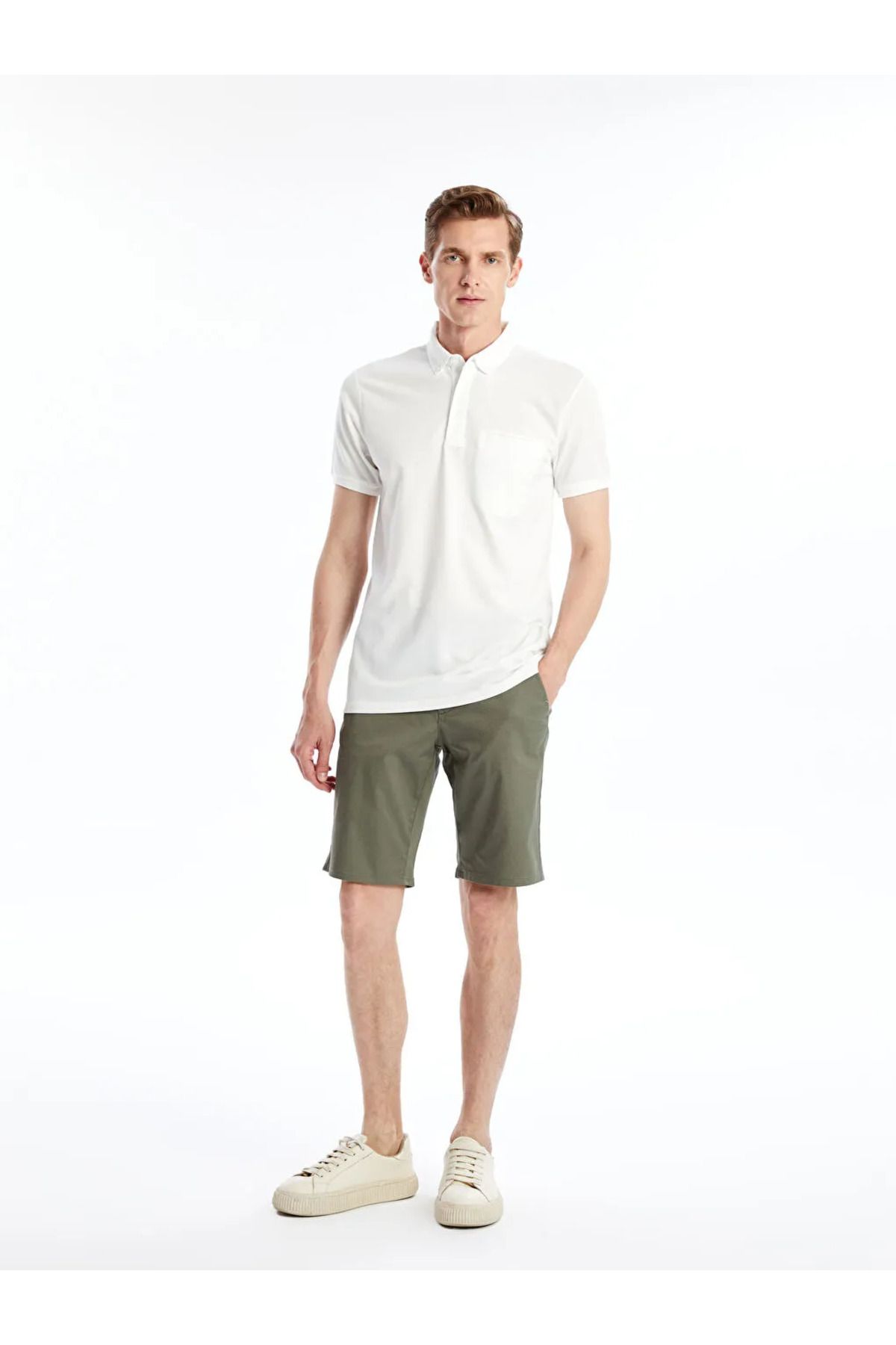 LC Waikiki LCWAIKIKI Basic Haki Standart Kalıp Gabardin Erkek Şort