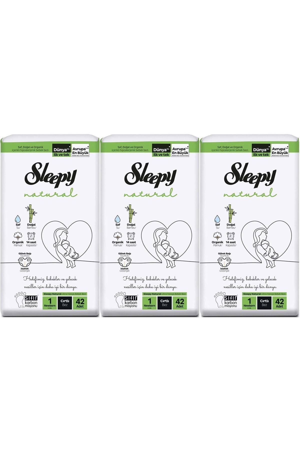 Sleepy Bebek Bezi Natural Beden:1 (2-5KG) Yeni Doğan Newborn 126 Adet Jumbo Pk (3PK*42)