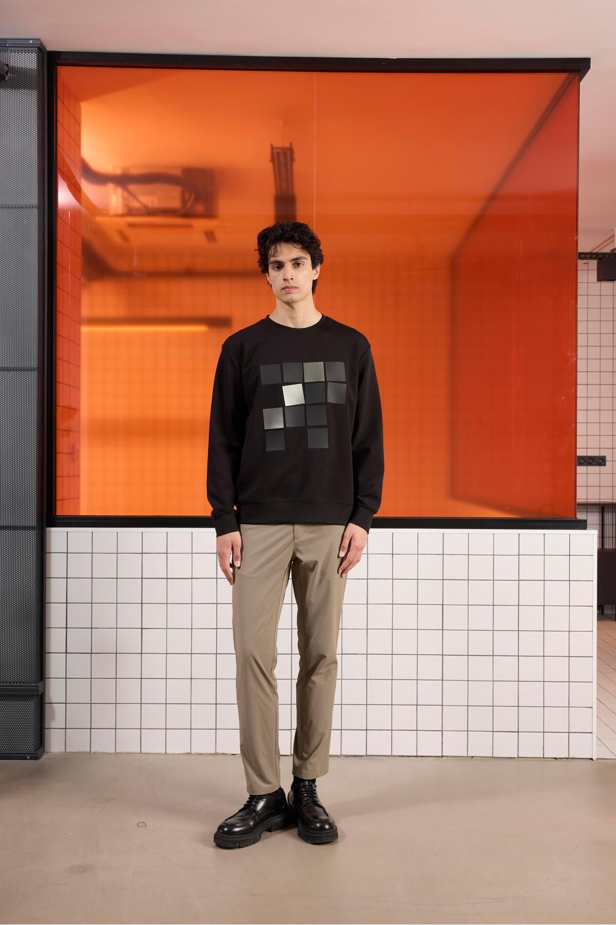 GMG FIRENZE Bisiklet Yaka Baskılı Regular Fit Erkek Sweatshirt