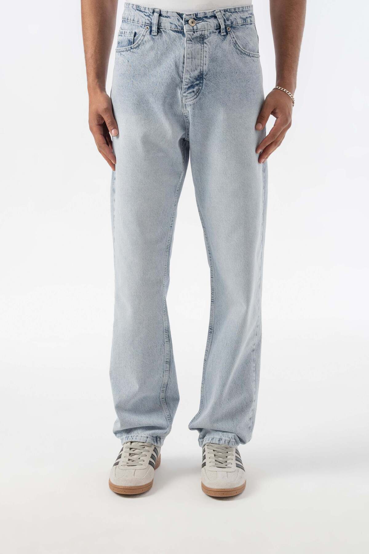 jaceyjace Baggy Jean Pantolon -Kar Yıkama Mavi