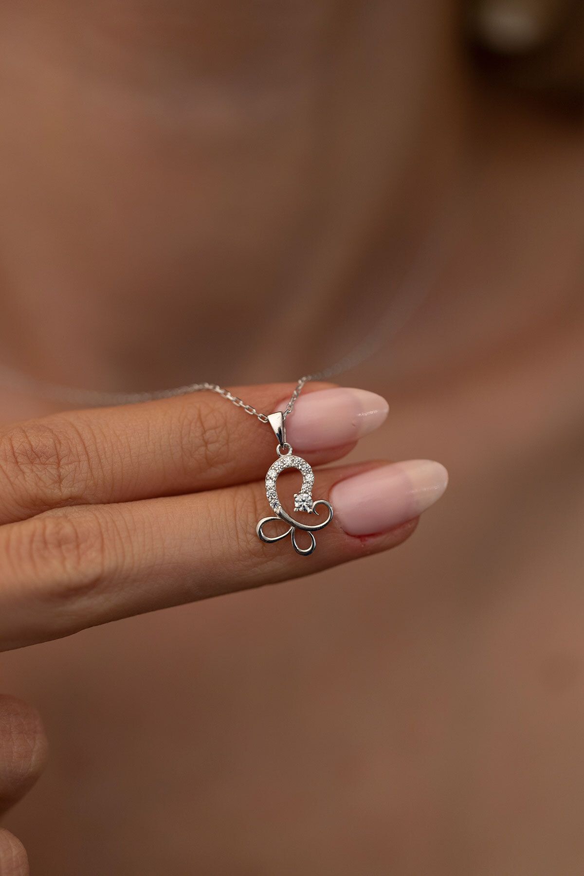 Ninova Silver Kelebek Model Gümüş Zirconia Kolye
