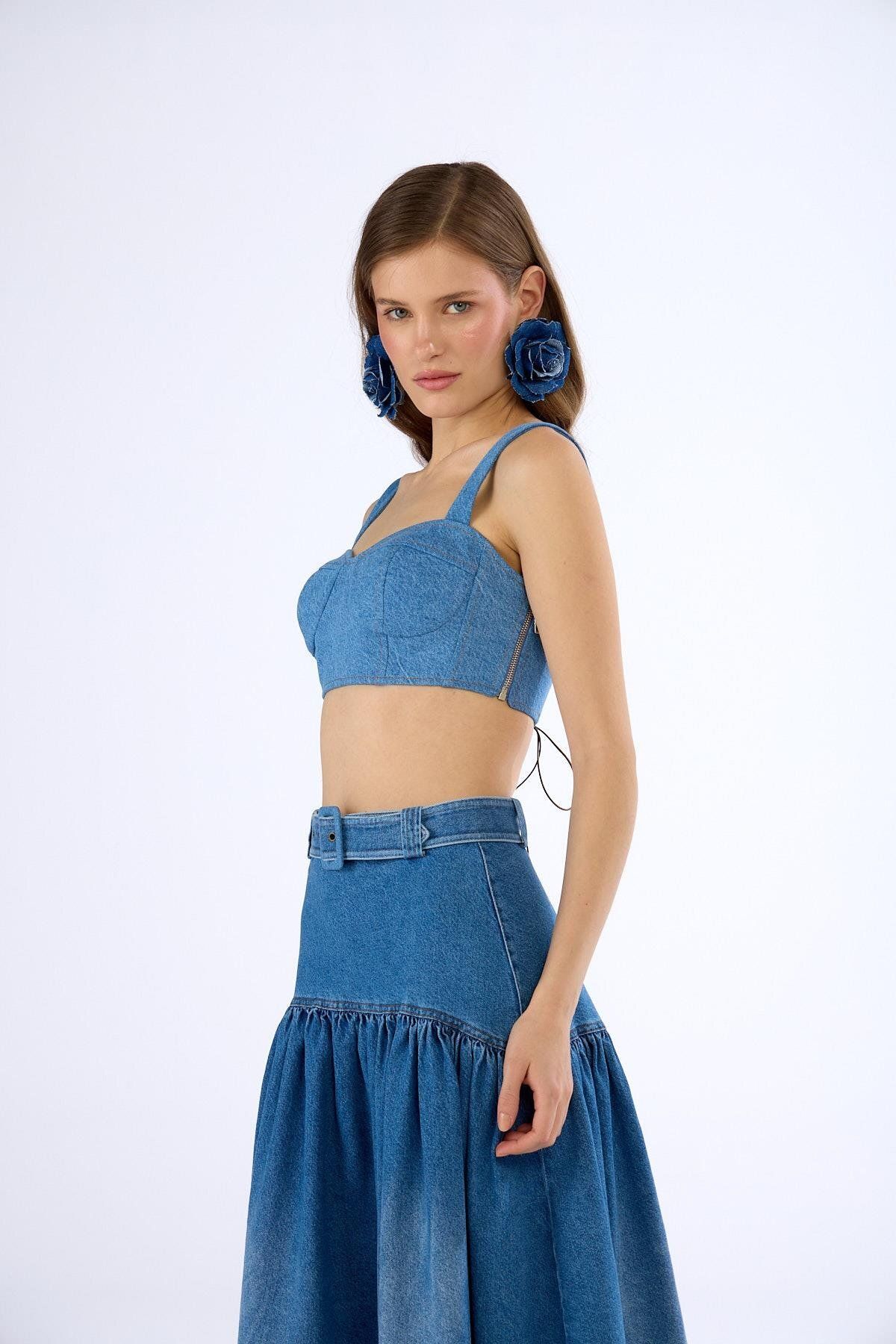 NOK İSTANBUL Denim In Denim Tank Büstiyer LİGHT BLUE