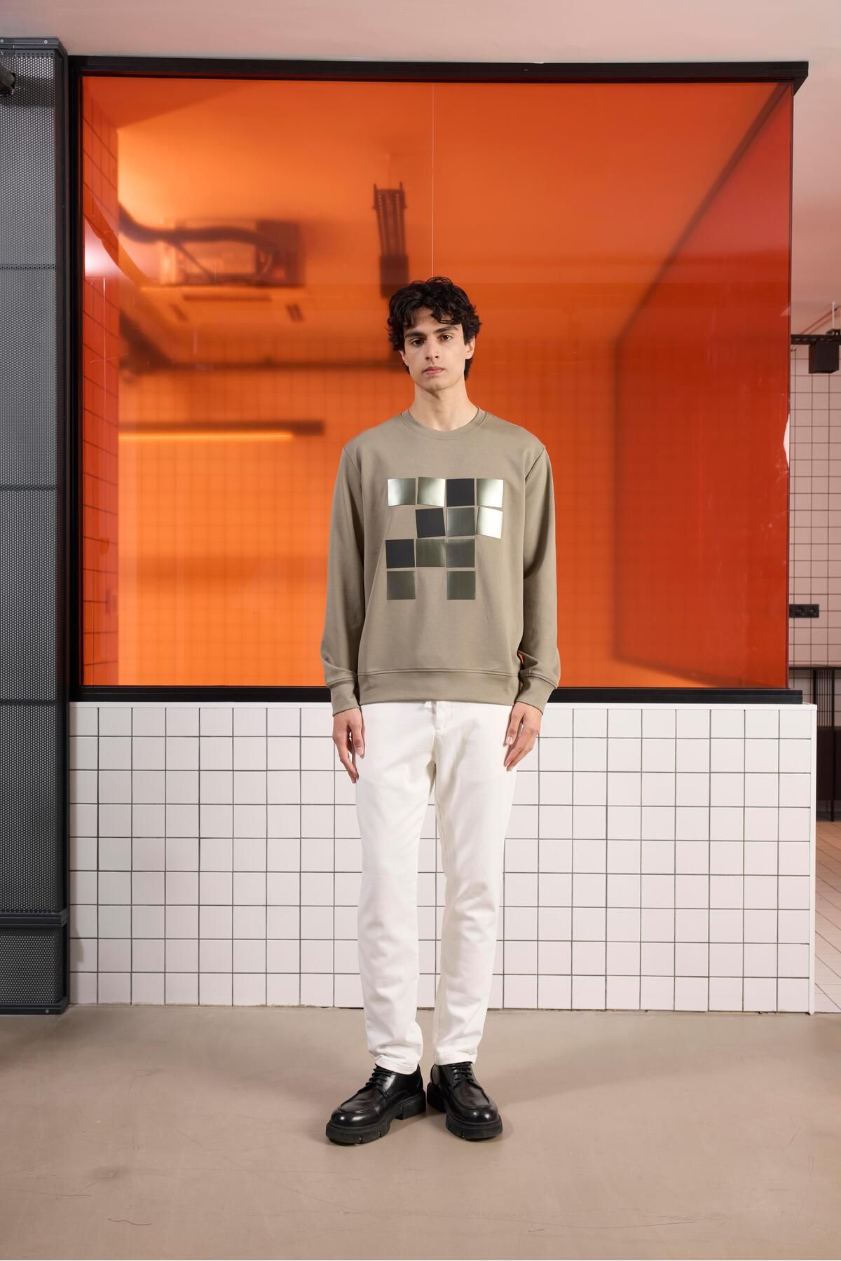 GMG FIRENZE Bisiklet Yaka Baskılı Regular Fit Erkek Sweatshirt