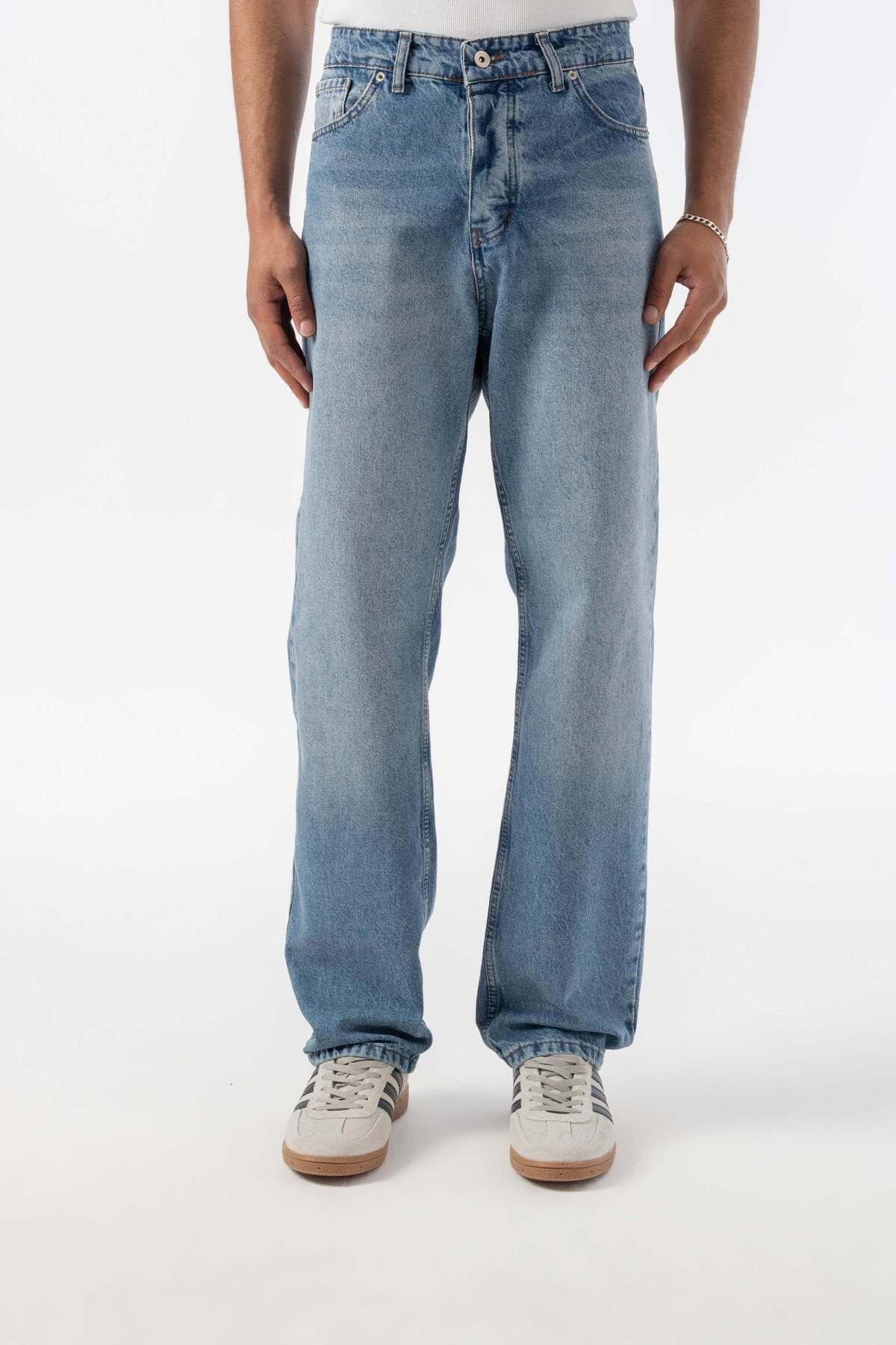 jaceyjace Taşlamalı Baggy Jean Pantolon - Mavi