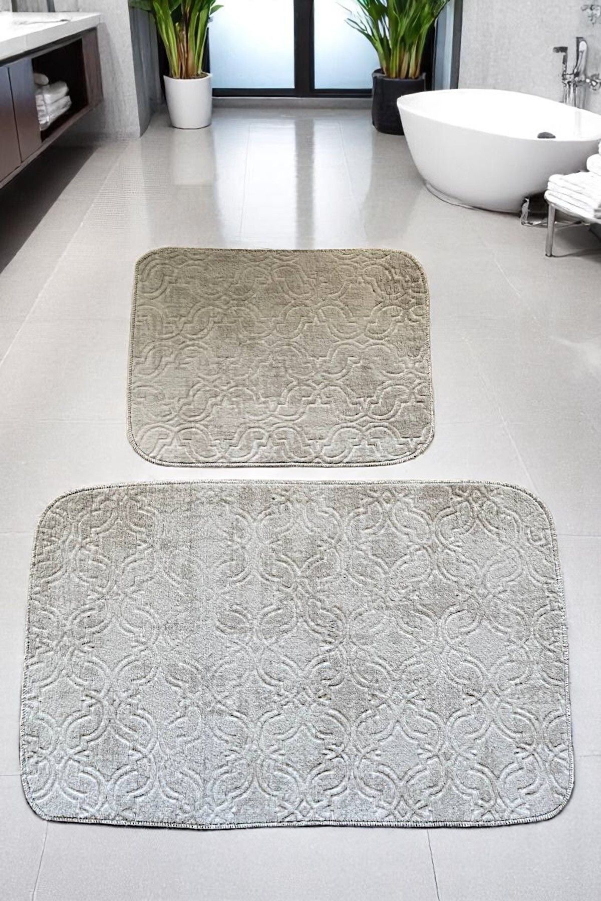 MixCotton Home Banyo Paspası Kaymaz Taban 80x50 Cm + 40x50 Cm