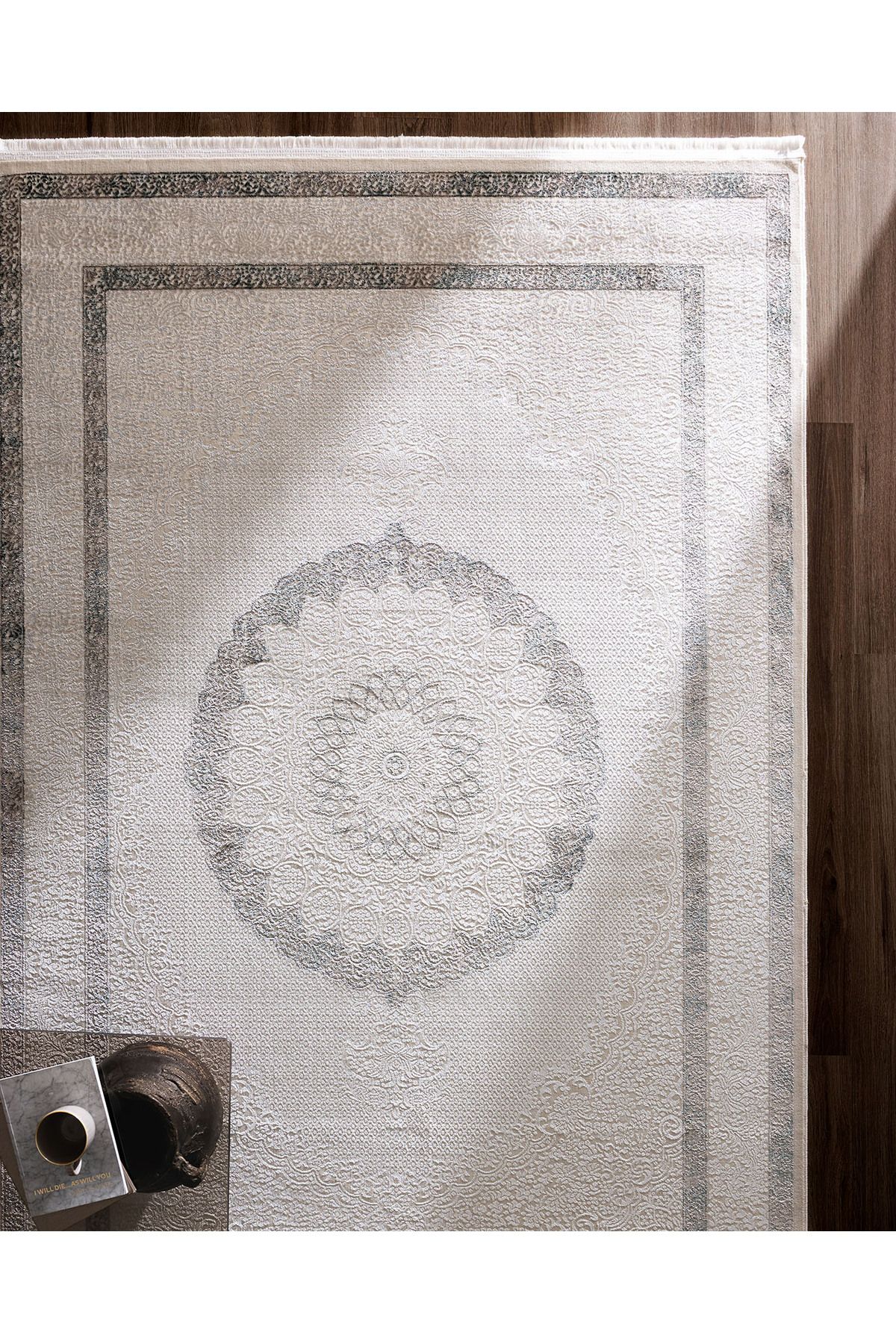 Madame Coco Mons Halı - Beyaz/Mavi - 200x300 cm