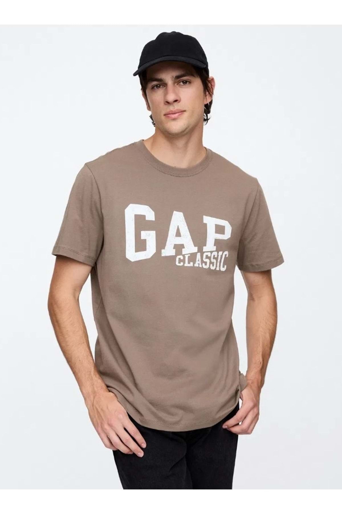 GAP Everyday Soft Gap Classic Logo 745029 T-Shirt Kısa Kol Tişört Erkek T-Shirt KAHVERENGİ