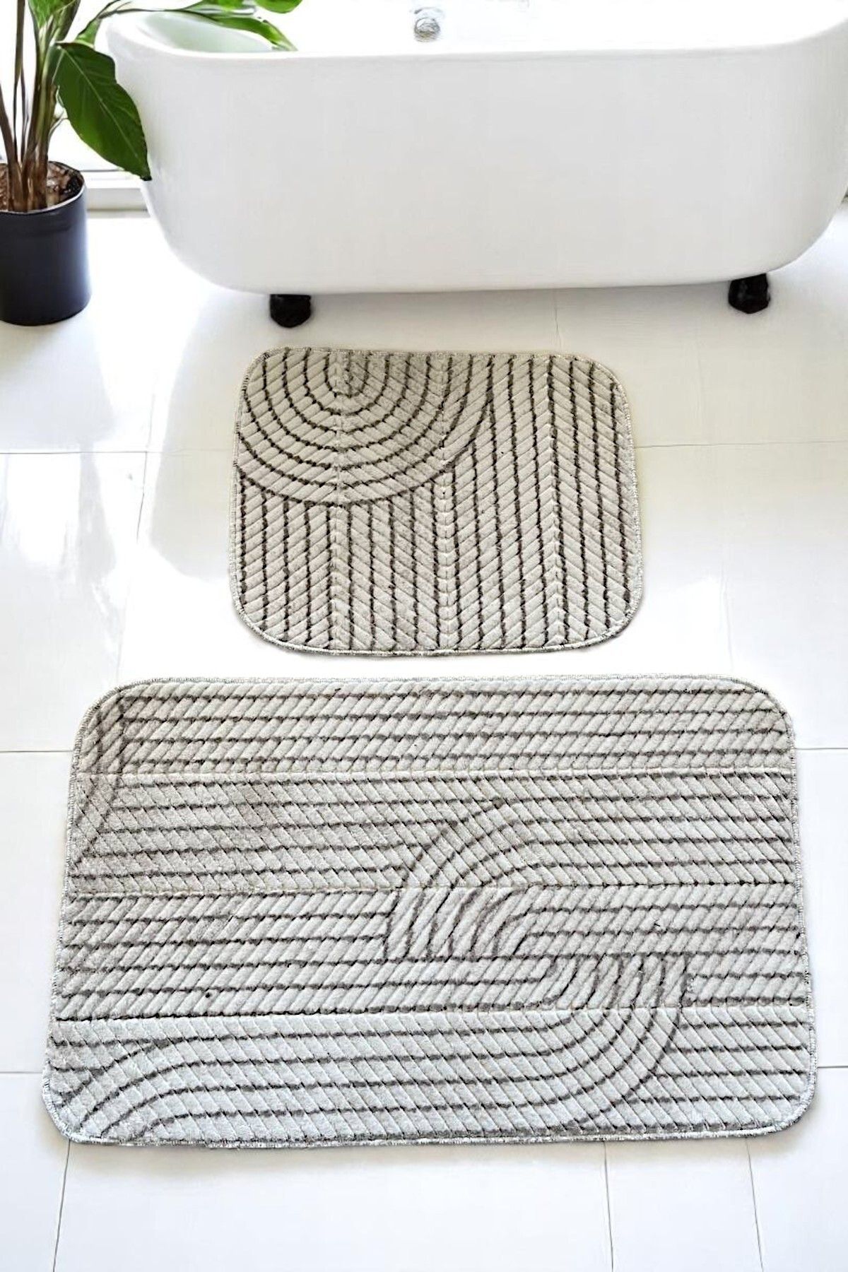 MixCotton Home Banyo Paspası Kaymaz Taban 80x50 Cm + 40x50 Cm