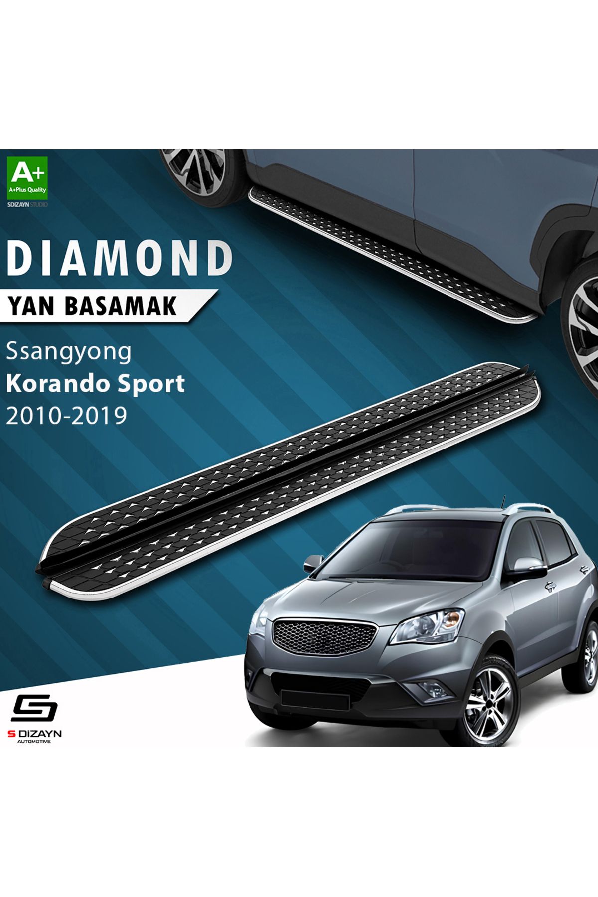 Life Tuning S-Dizayn Ssangyong Korando Sport Diamond Krom Yan Basamak 203 Cm 2010-2019 A+ Kalite