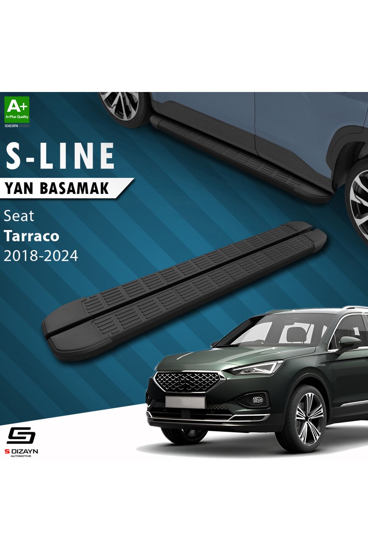 Life Tuning S-Dizayn Seat Tarraco S-Line Siyah Yan Basamak 193 Cm 2018-2024 A+ Kalite