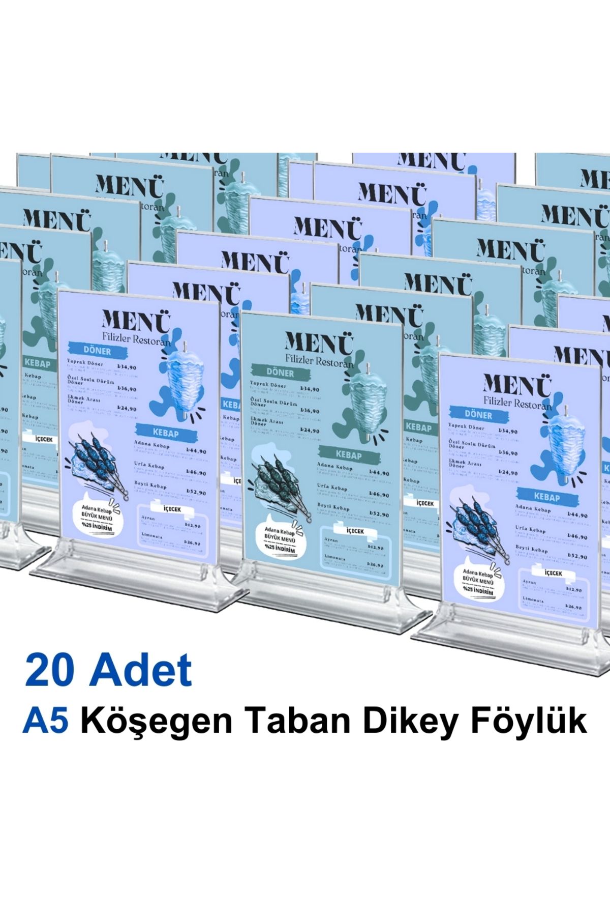 Karlobi A5 Köşeli Taban Dikey Föylük - 20 Adet | Upright Föylük | - | Masaüstü Menü | - | Bilgilendirme |