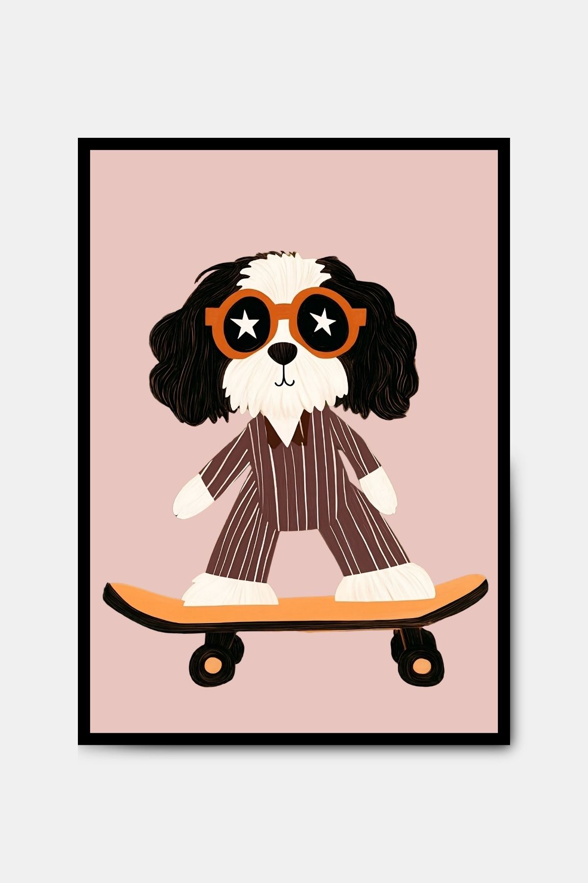 PİTAYA Sevimli Kaykaylı Köpek Poster - Çerçevesiz Tasarım Çocuk Poster Tablo Bebek Odası Duvar Dekor