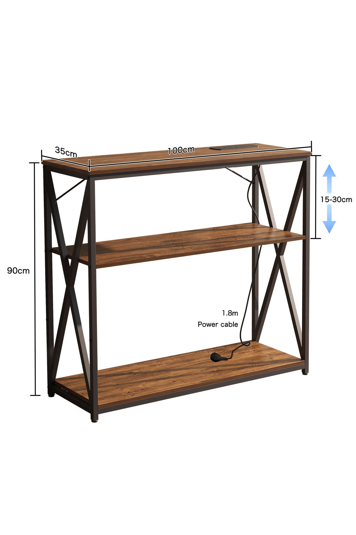 AnneFish-Console Table with Power Outlet Adjustable Sofa Entryway Table for Couch Hallway Entrance Room 9