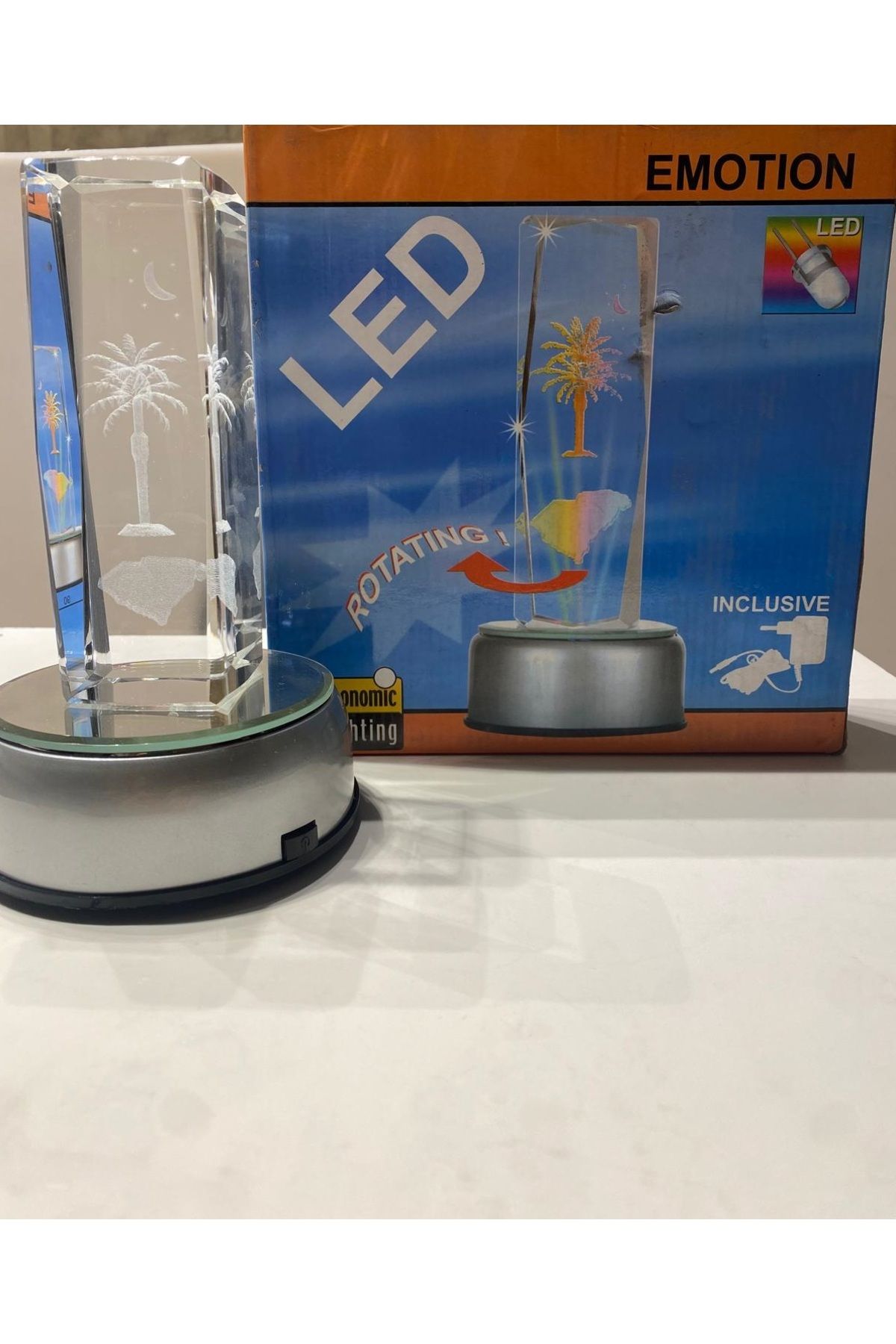 STUDIO BESTAR LIGHTING Dekoratif Cam Dönen Masa Lambası Adaptörlü Pilli
