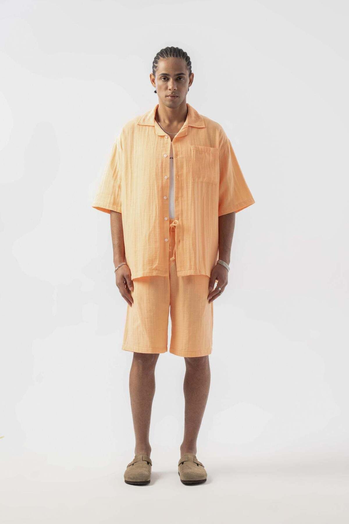 jaceyjace Basic Keten Şort - Oranj