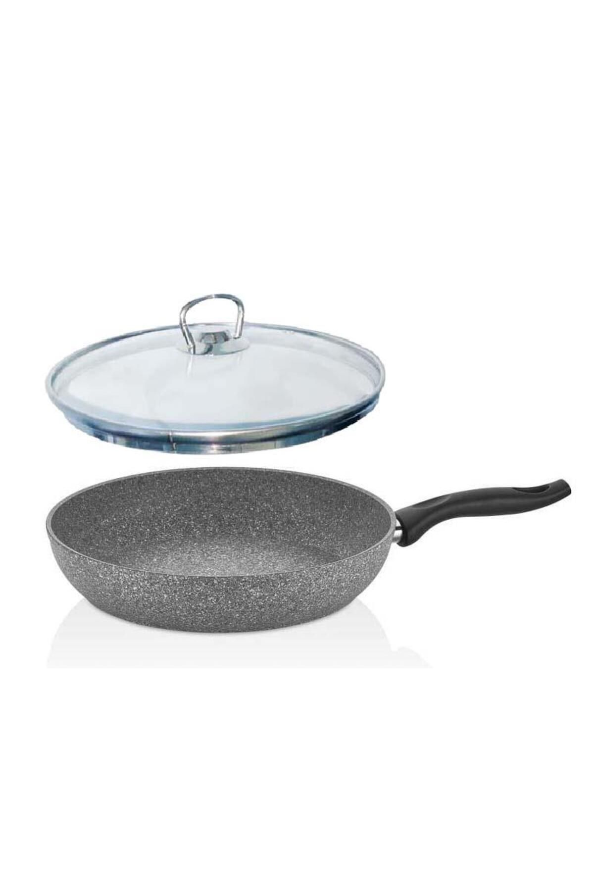 FALEZ Granit Yapışmaz Tava 26 CM Cam Kapaklı