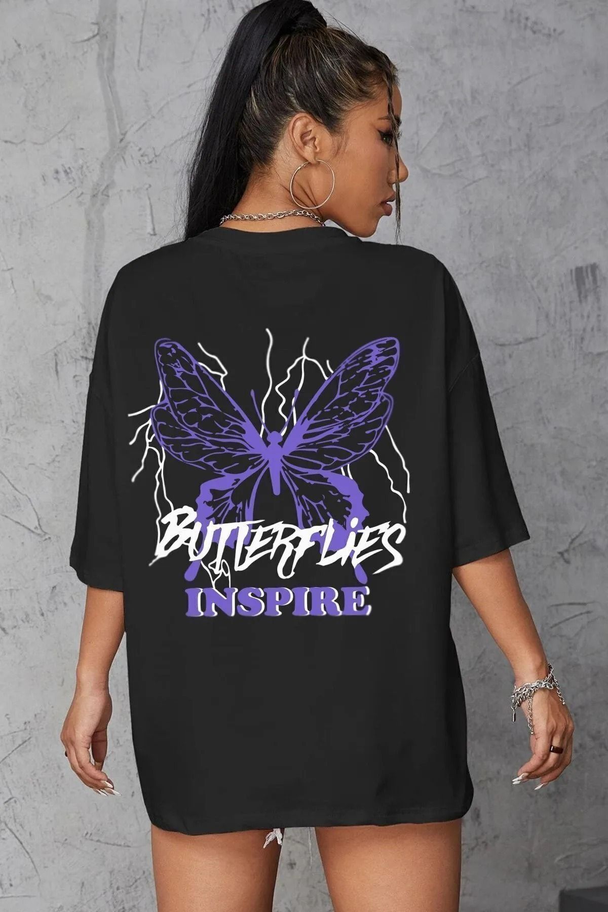 FULL TOLERANCE YD DESİNG Unisex Butterfly & Letter Graphic Tasarım T-shirt