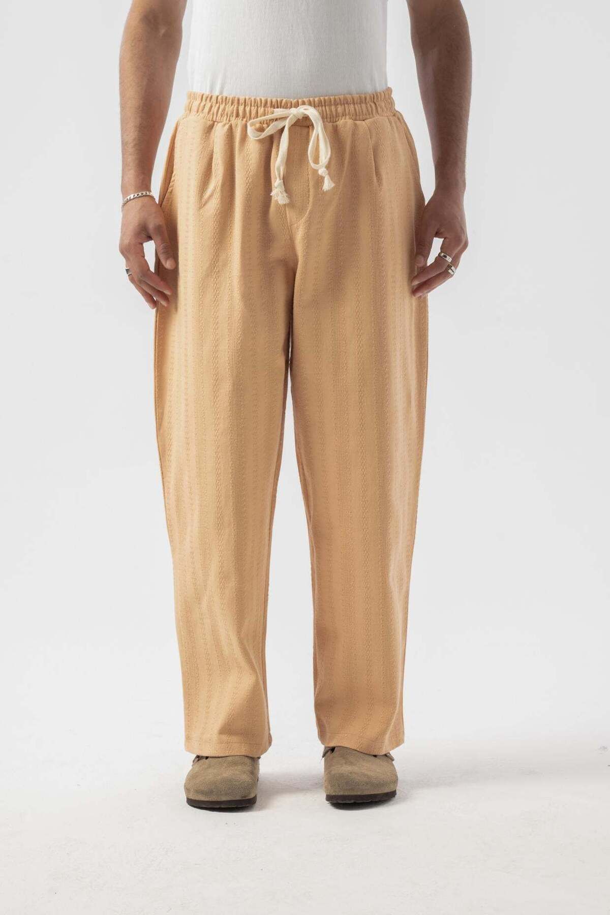 jaceyjace Boru Paça Keten Pantolon - Camel