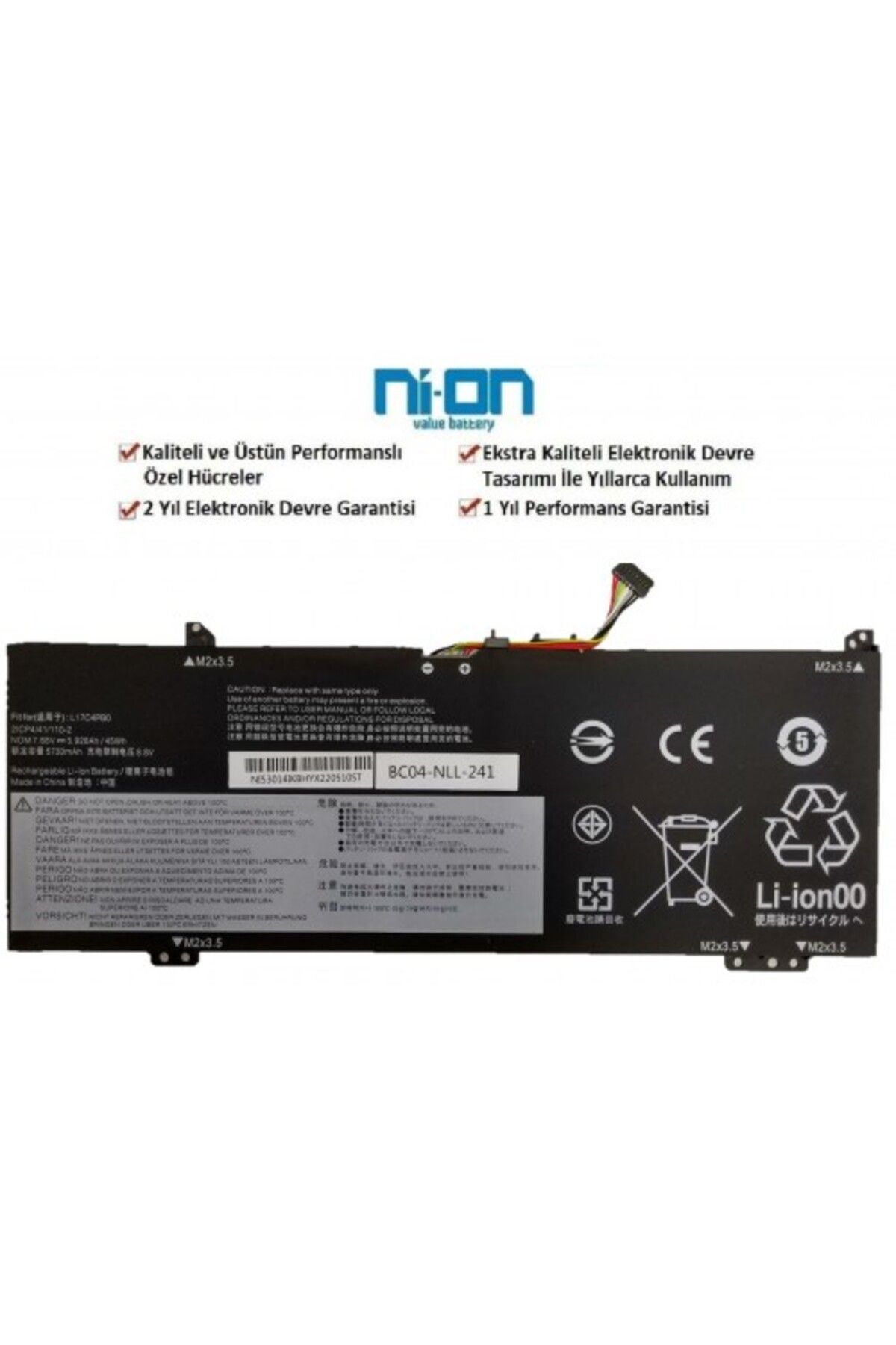 NION Lenovo ideapad 530S-14IKB type 81EU uyumlu Notebook Batarya - Pil