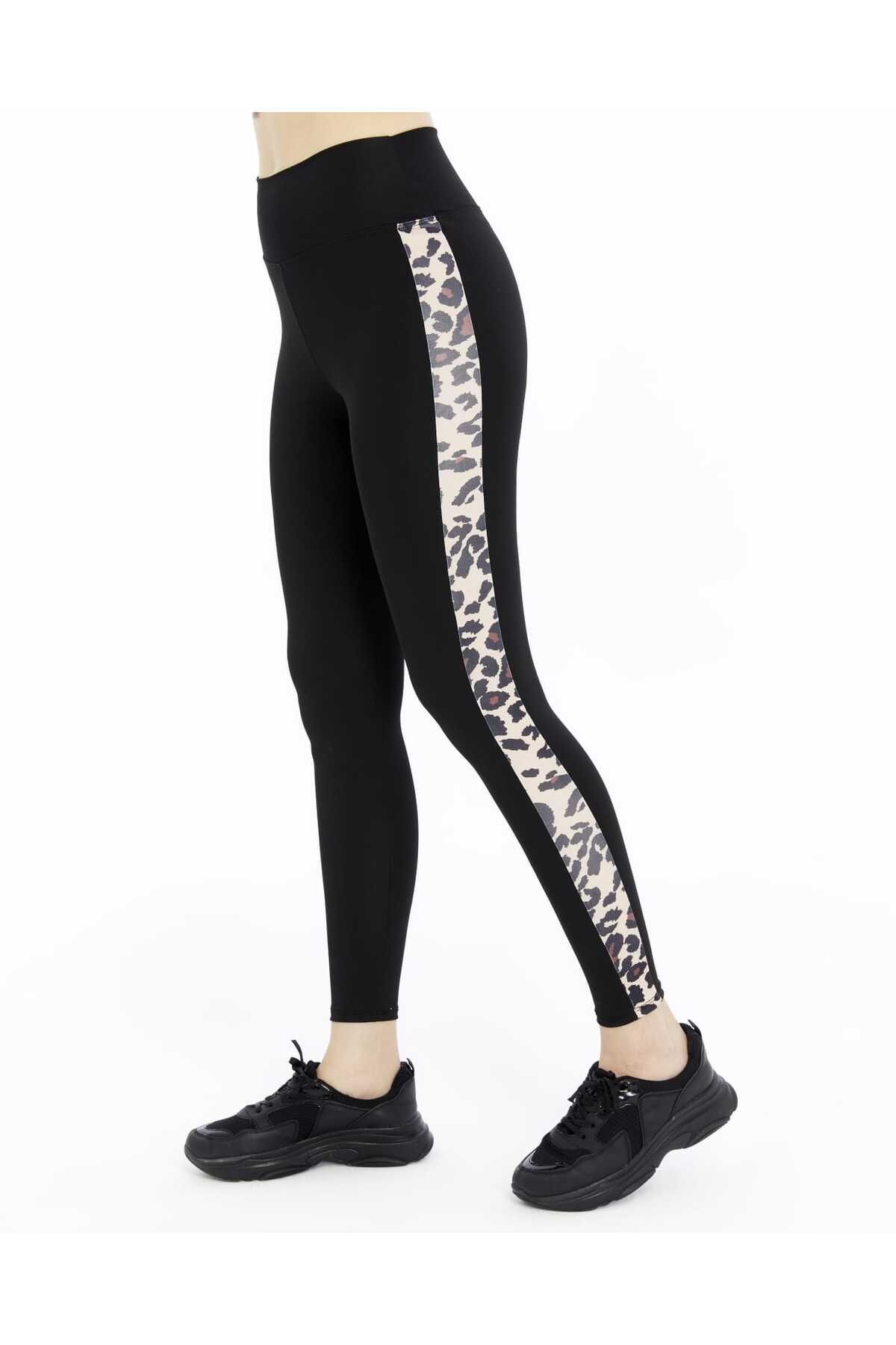 B&C AYAZ BUTİK Leopar Desenli Tayt
