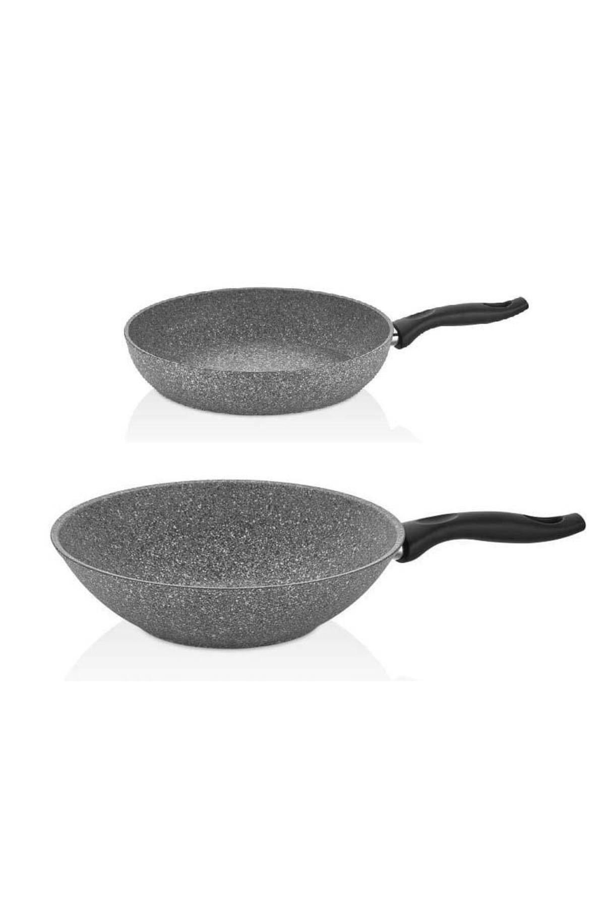 FALEZ Granit Tava 28 CM Ve 28 CM Wok Tava
