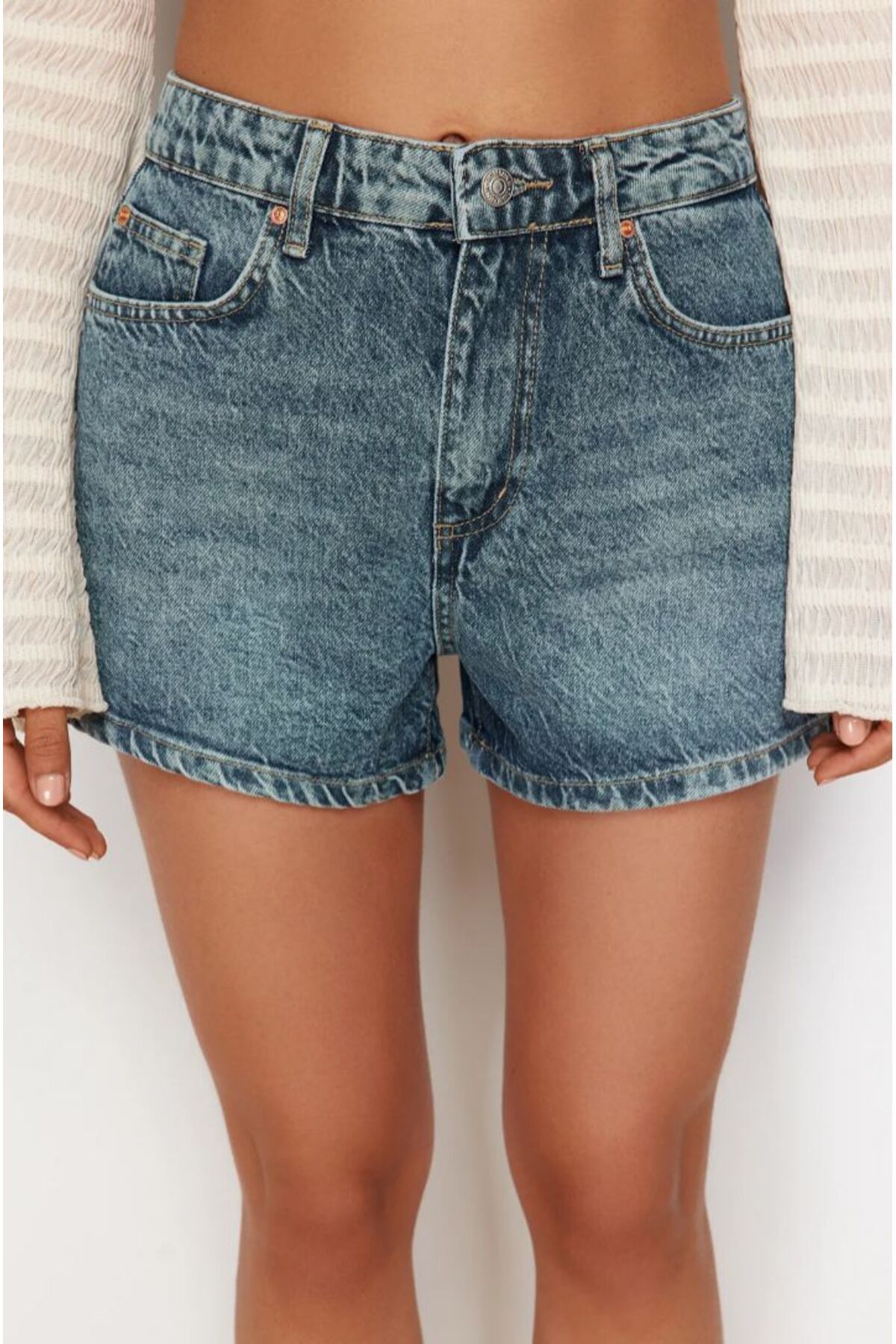 KARACAN COMPANY Yüksek Bel Mini Denim Şort
