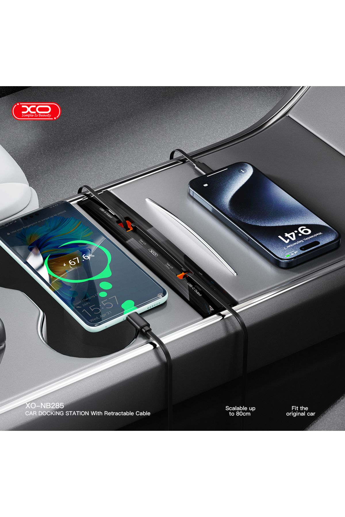 Xo Tesla 3-Tesla Y İle Uyumlu USB Şarj Cihazı 2021/2024 Uyumlu,NB285,Orta Konsola Özel Üretim