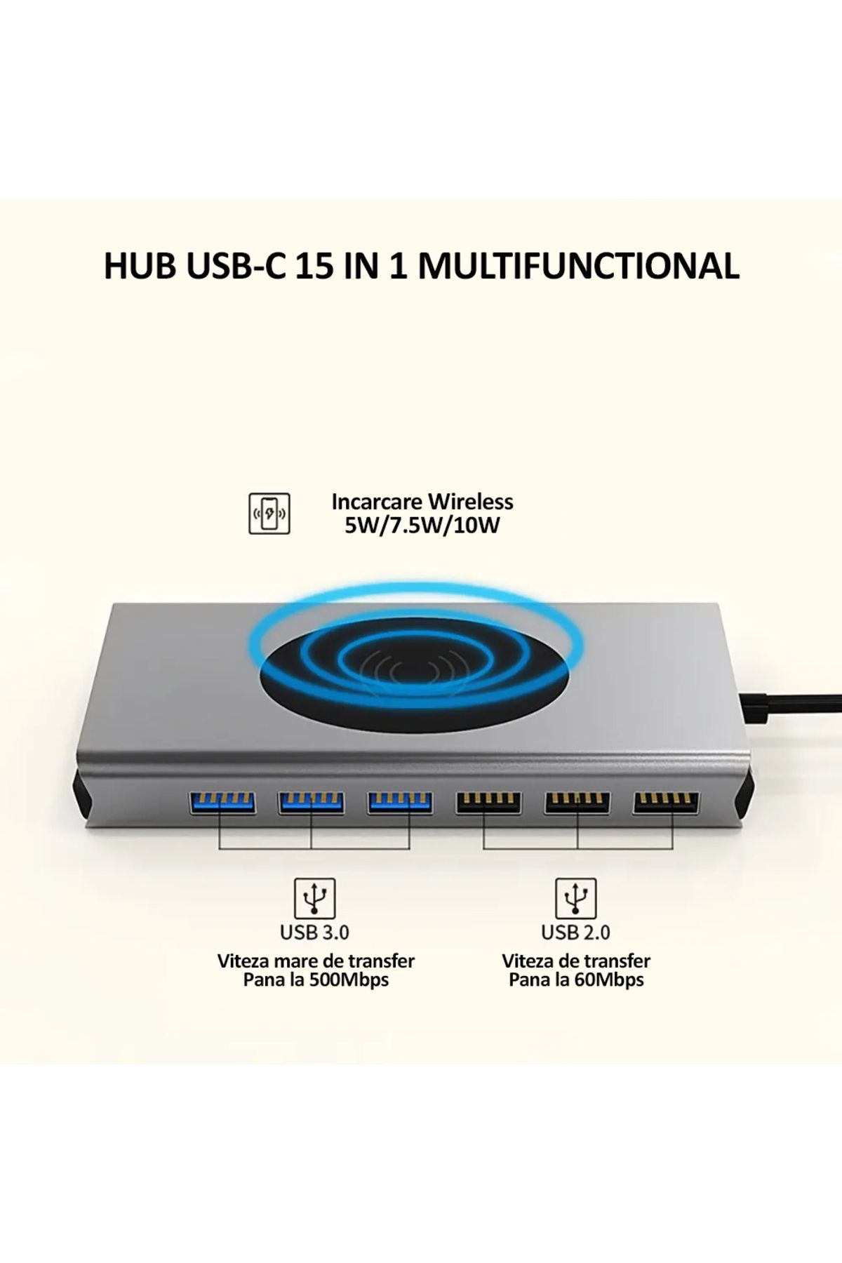 NEXTLY-15 In 1 Multifunctional Usb-c Hub, , Multiport Adapter, Wireless Charging 8