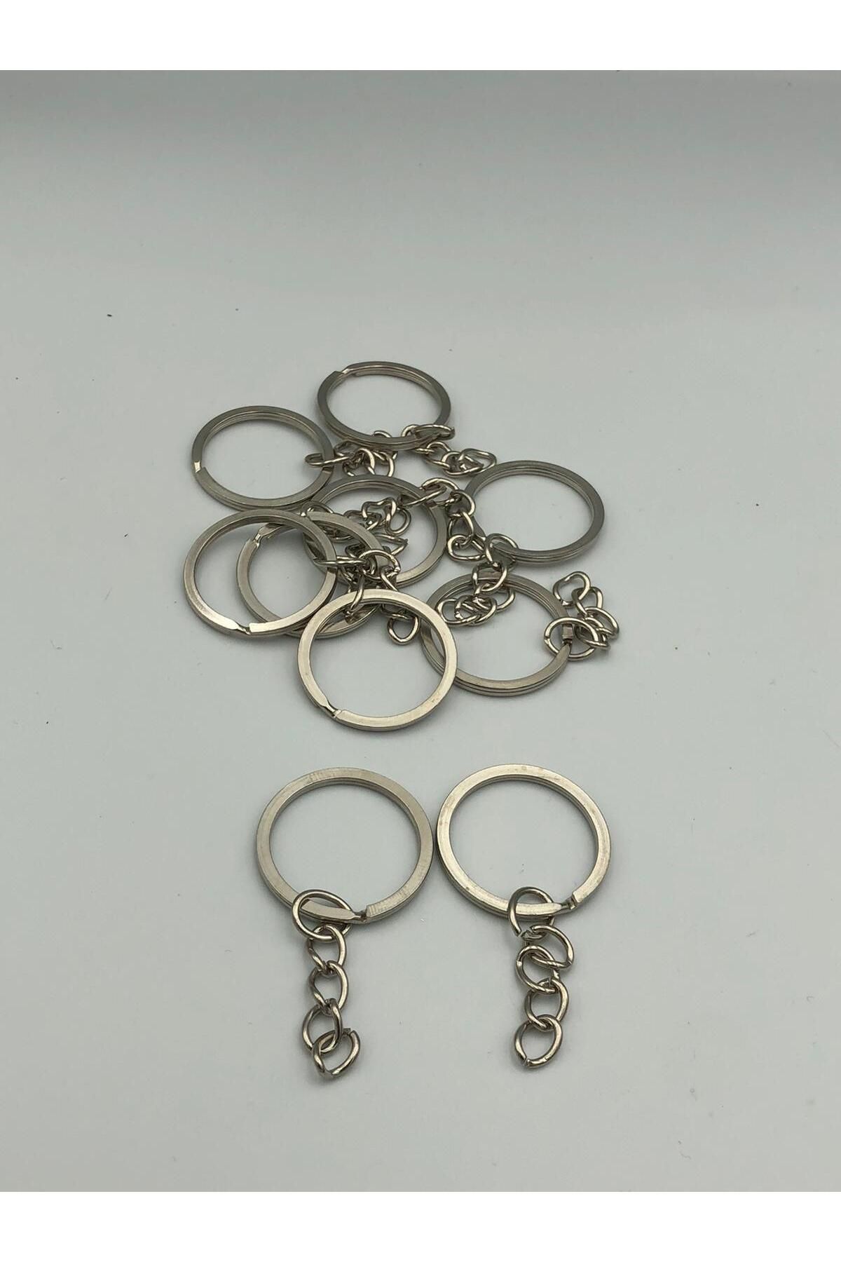 DUCK HOBY 20 mm Nikel Kaplama Zincirli Yassı Anahtarlık Halkası Nikel Kaplama