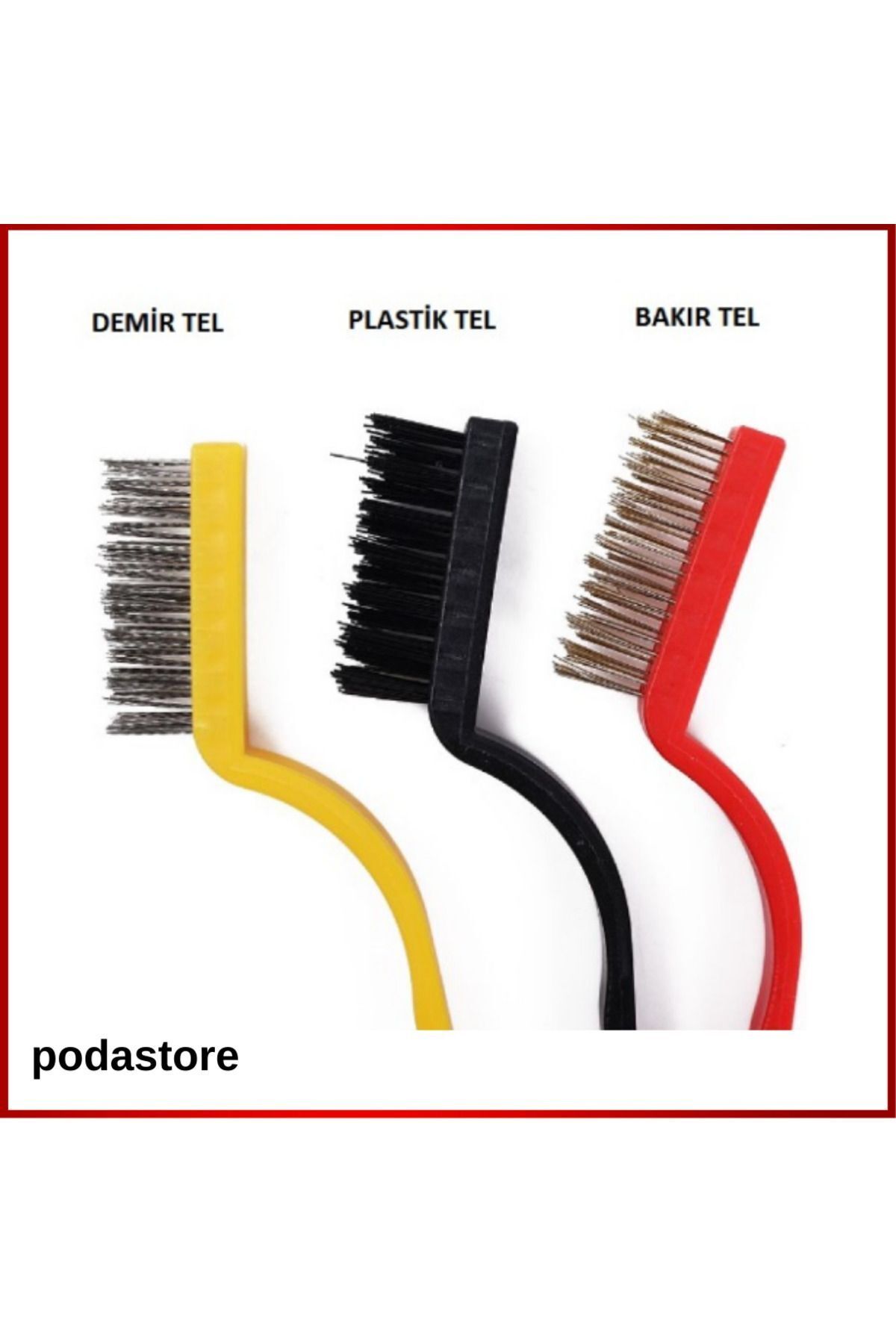 podastore Fırça Seti 3’lü – Metal, Plastik ve Hassas Yüzeylere Uygun Temizlik Seti