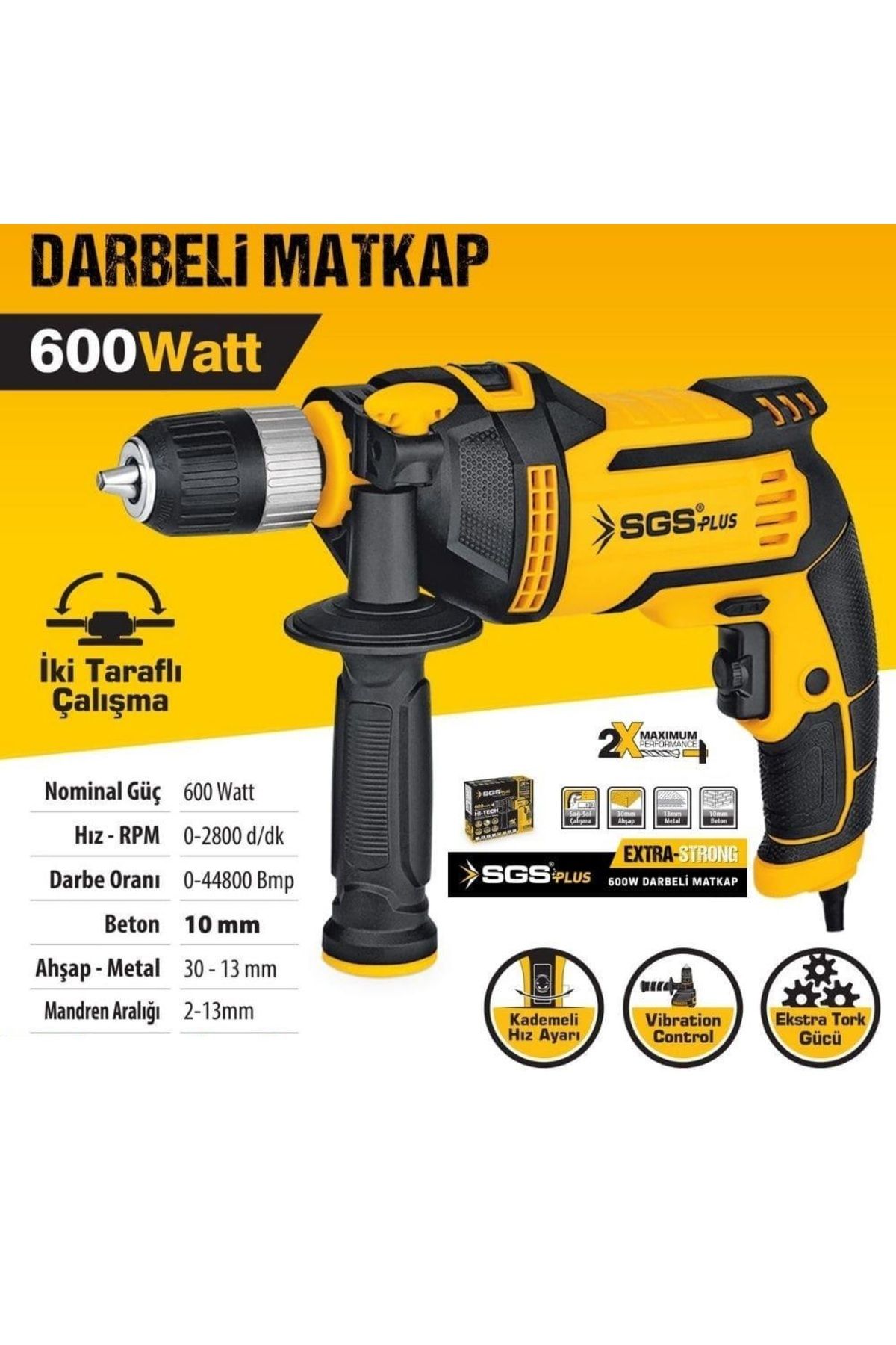DEPOKON SGS KIRICI DELİCİ DARBELİ MATKAP 600 WATT