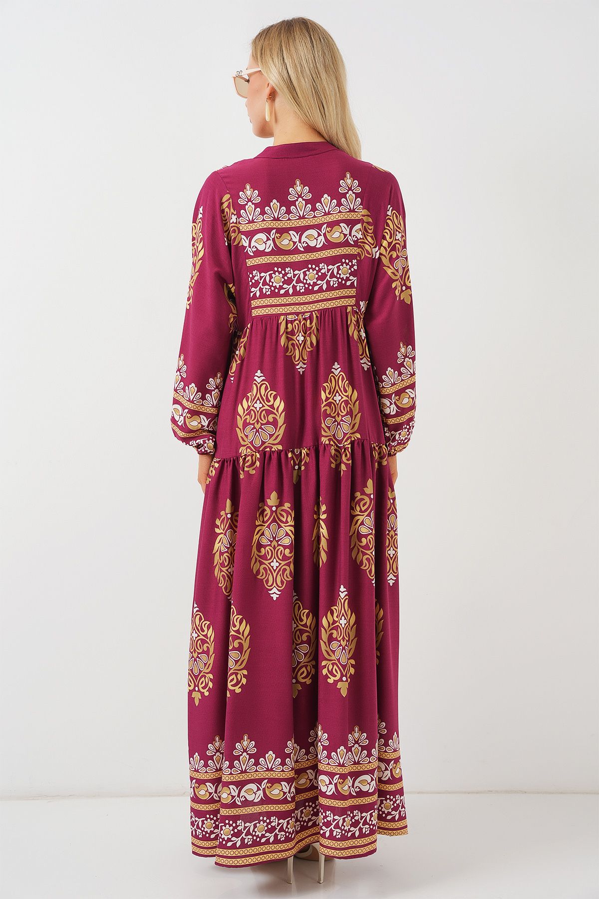 Bigdart-2423 Authentic Patterned Hijab Dress - Z.Burgundy 7