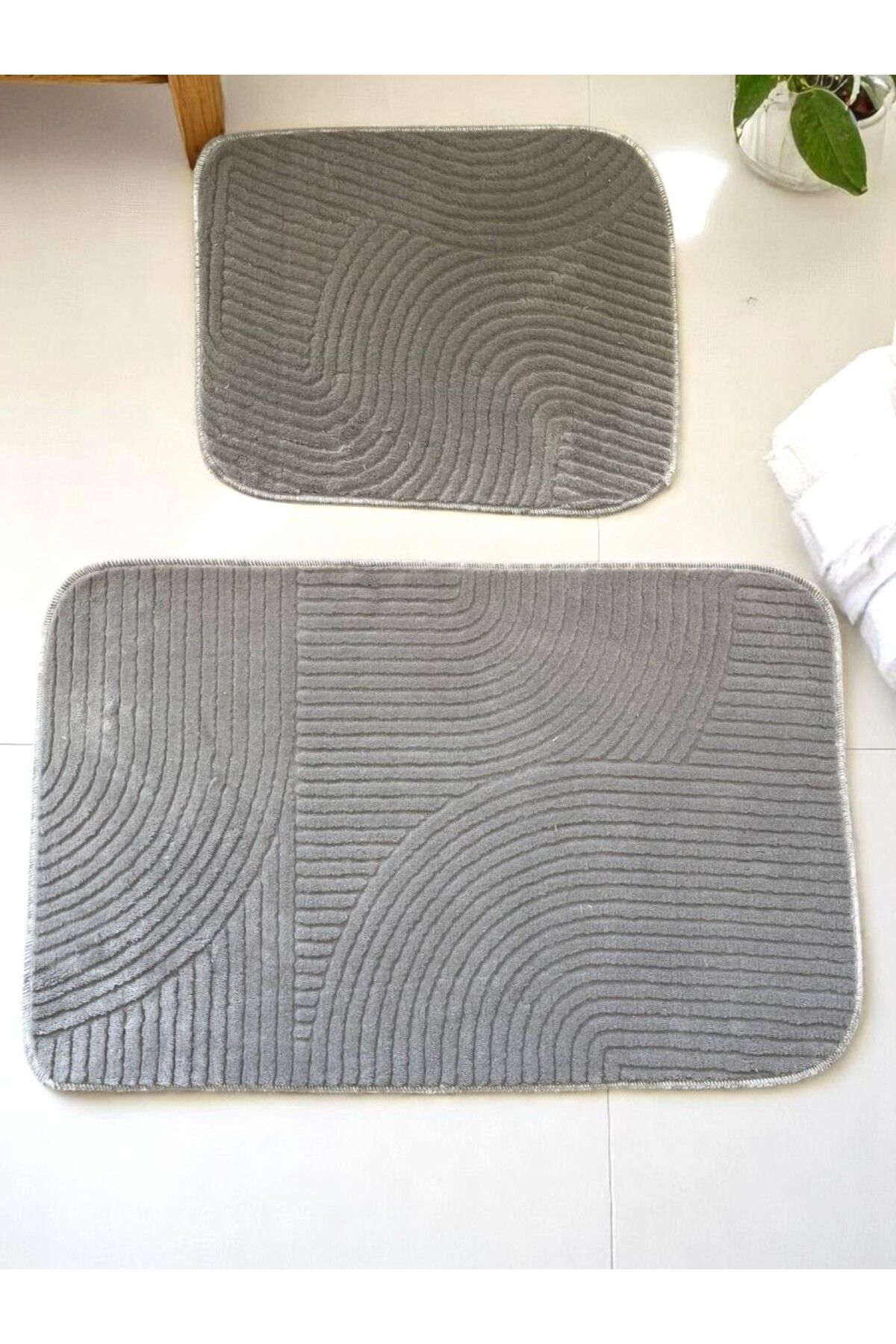 MixCotton Home Banyo Paspası Kaymaz Taban 80x50 Cm + 40x50 Cm